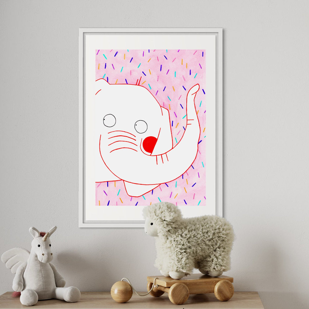 Kinderzimmer Print Münchner Illustratorin Elefant mit Streuseln