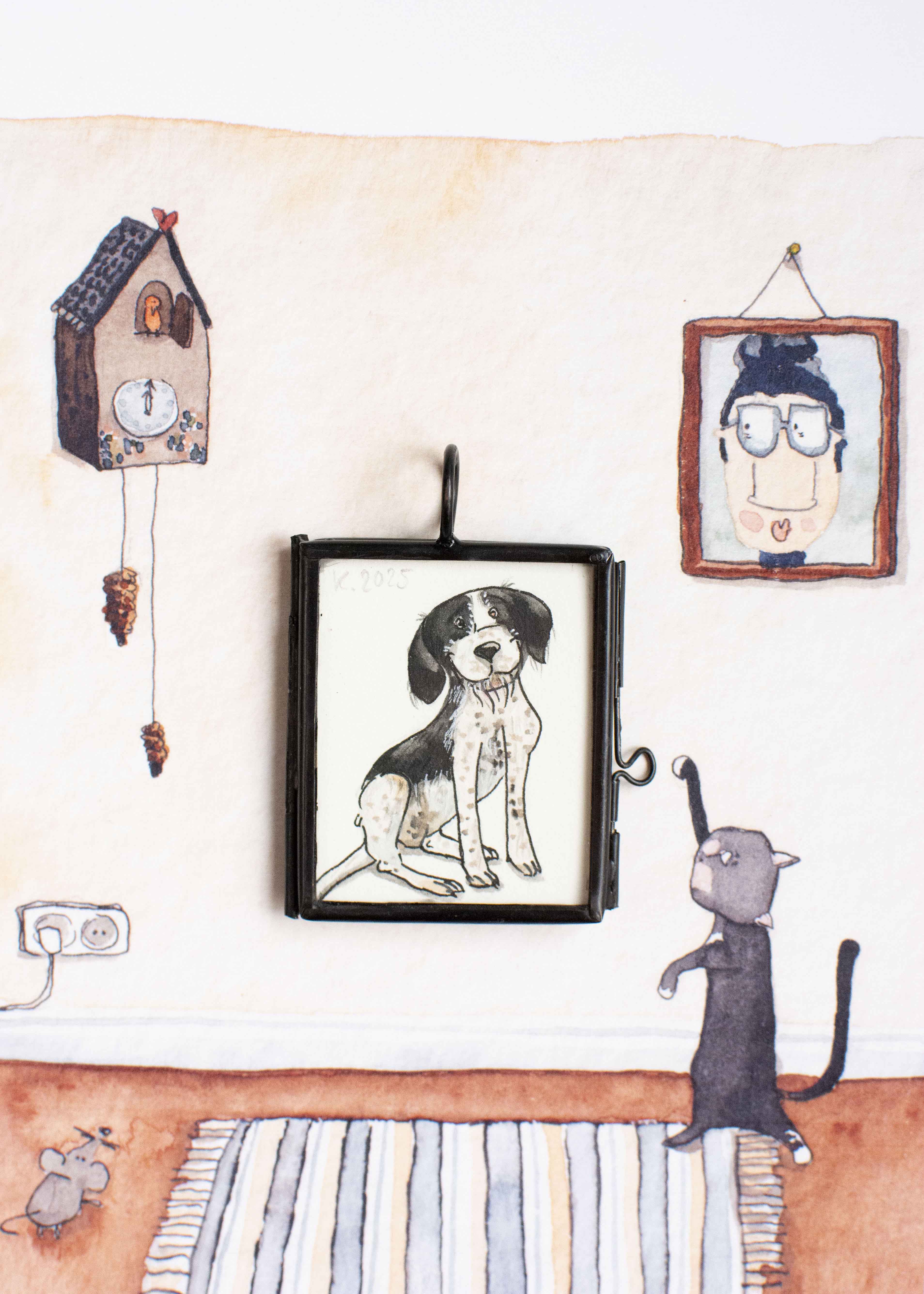 Hundeportrait handgezeichnet zum Andenken an das Haustier