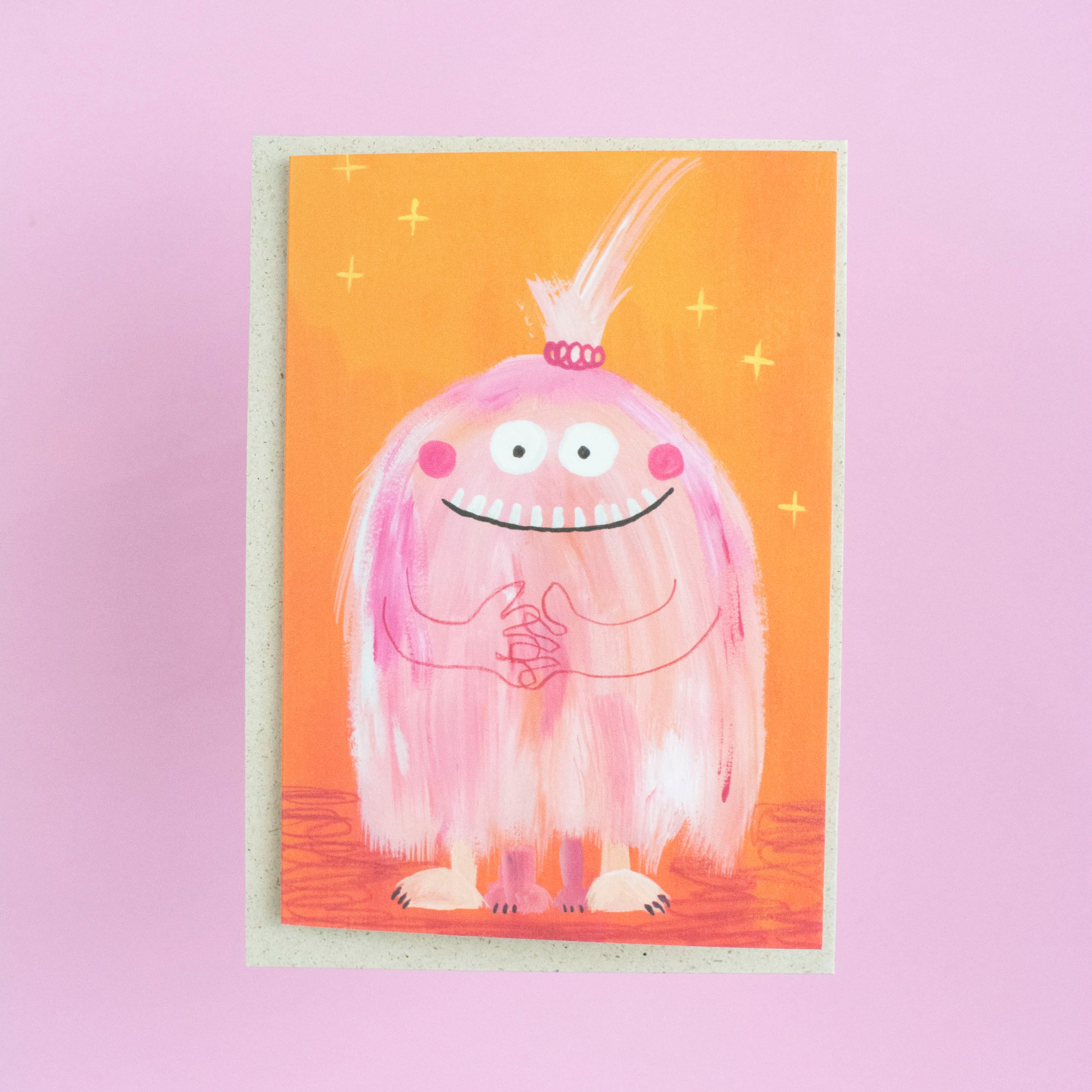 Halloweenkarte rosa Monster