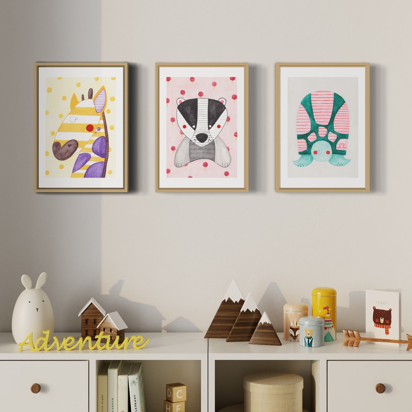 Aquarell Giraffe 3er Set fürs Kinderzimmer