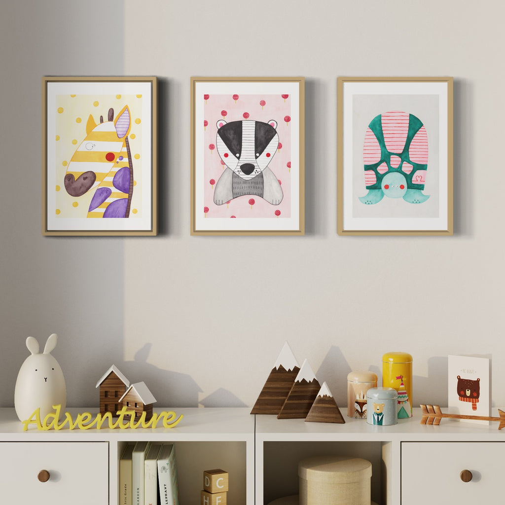 Aquarell Giraffe 3er Set fürs Kinderzimmer