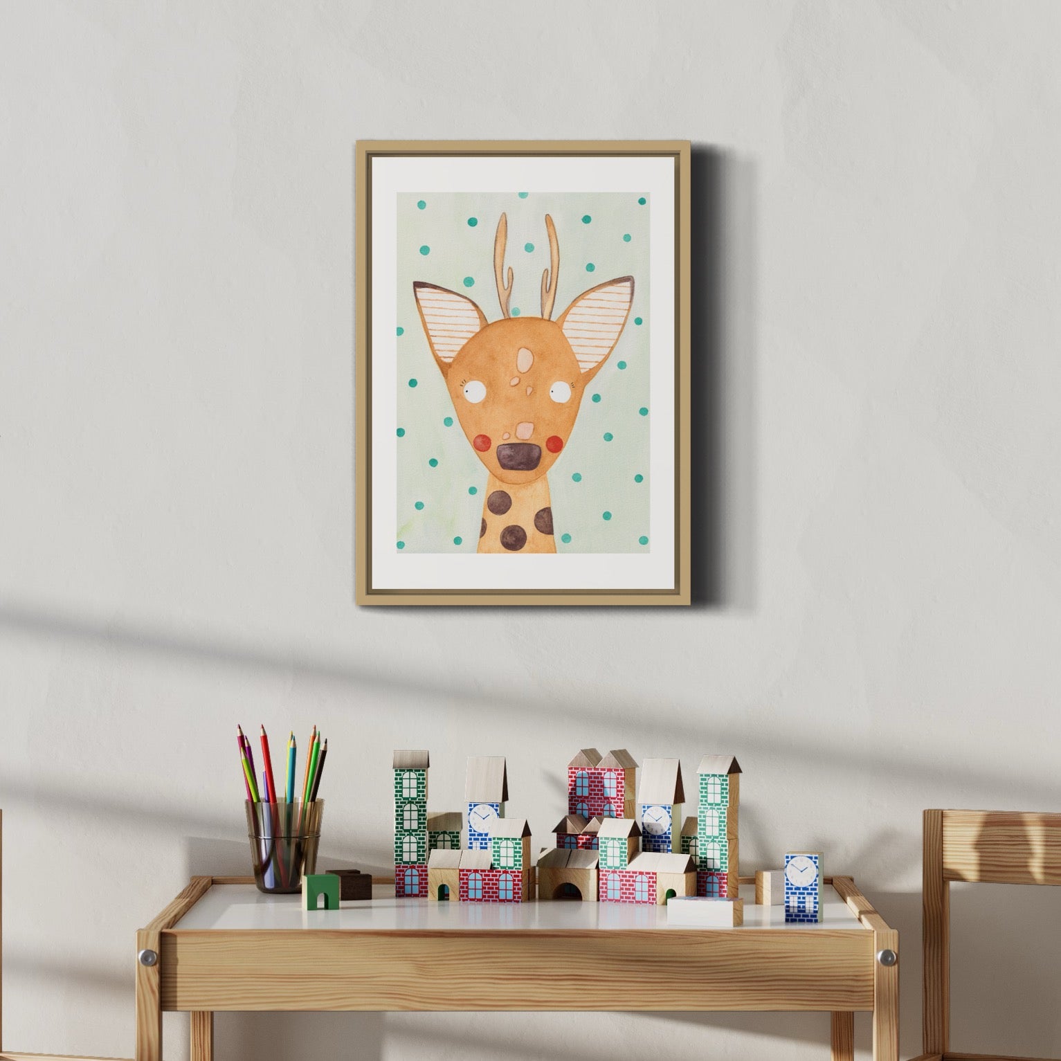 Aquarell Waldtier Reh fürs Kinderzimmer