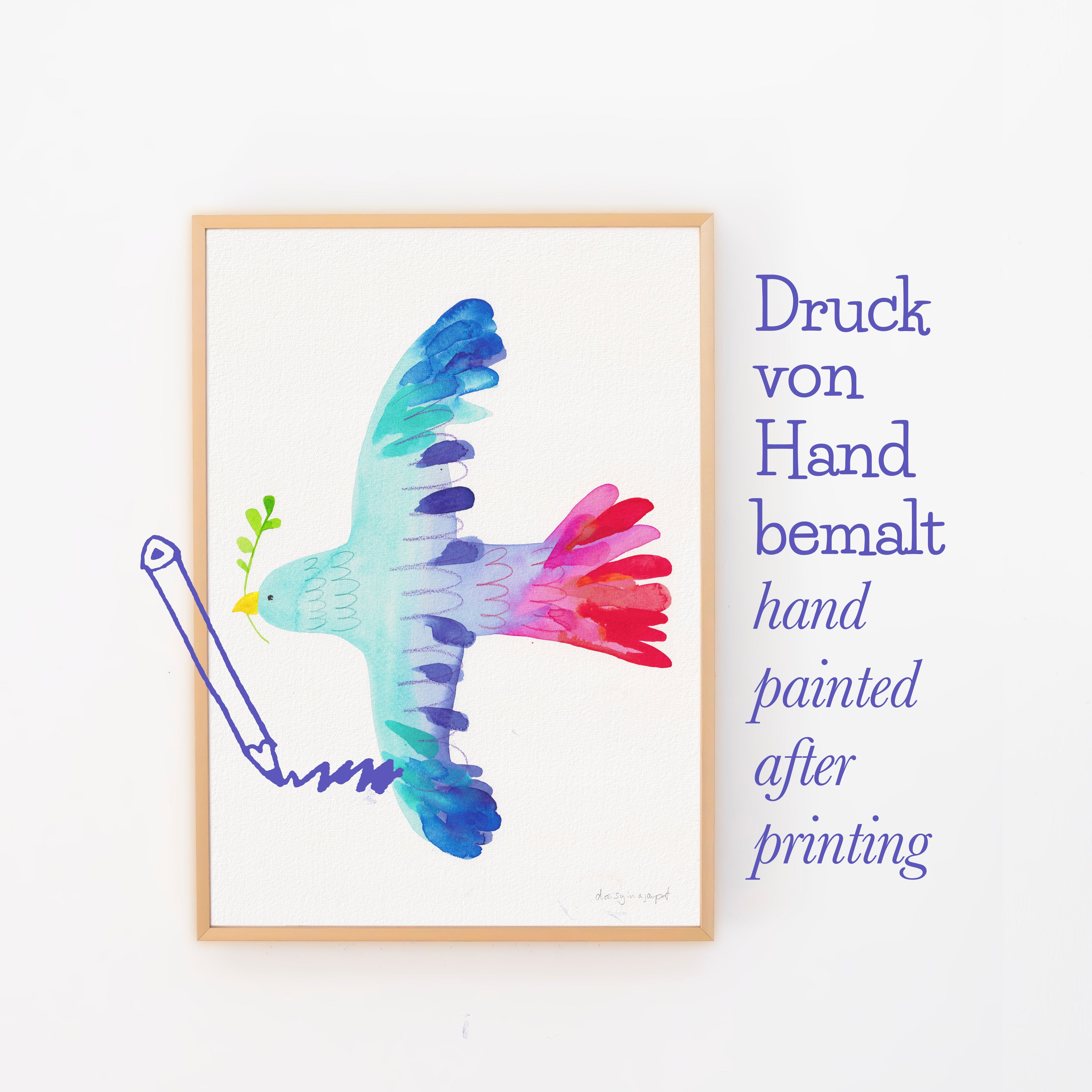 Friedenstaube, nachträglich handbemalt