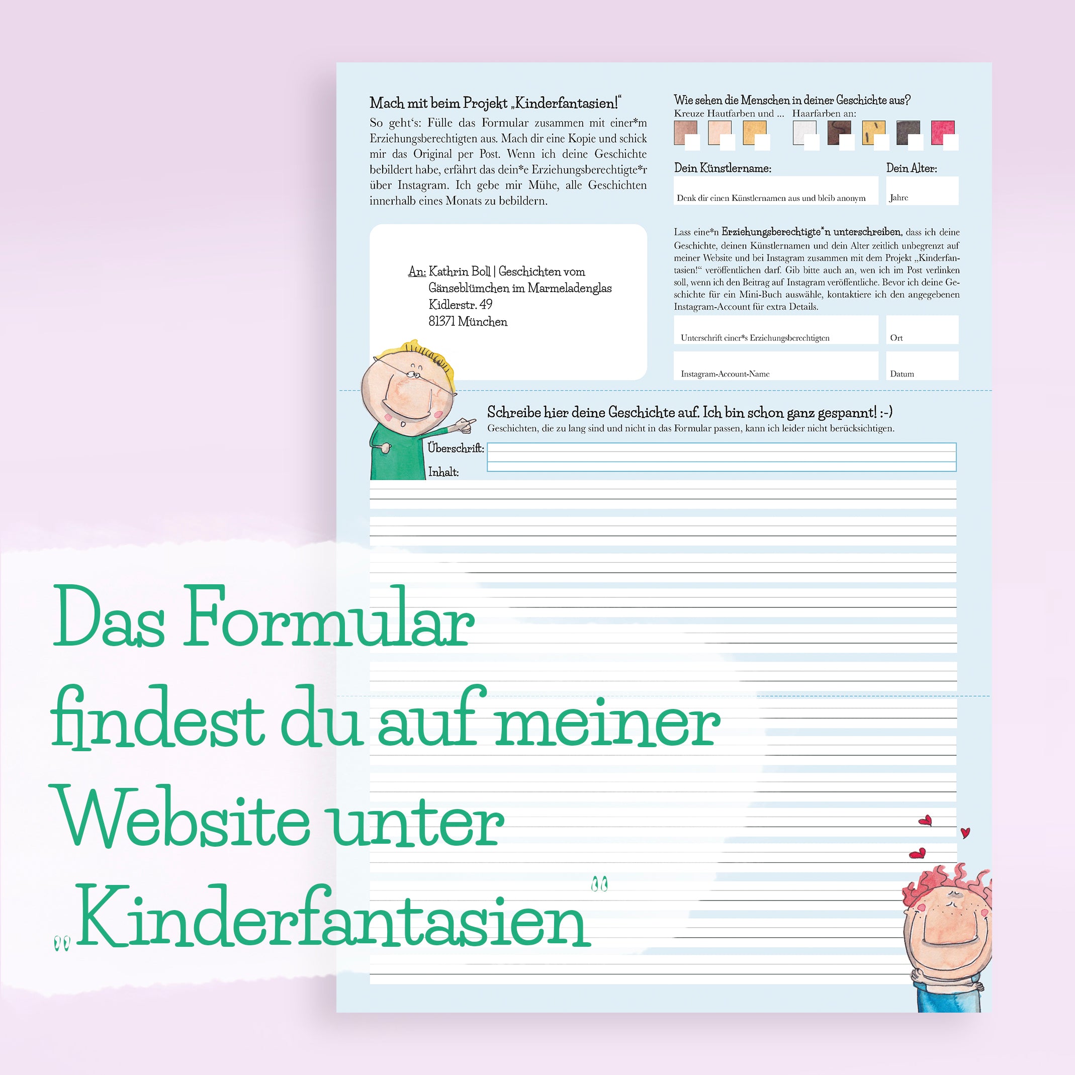 Kinderfantasien A4 Print: Der Dieb und der Detektiv Deino