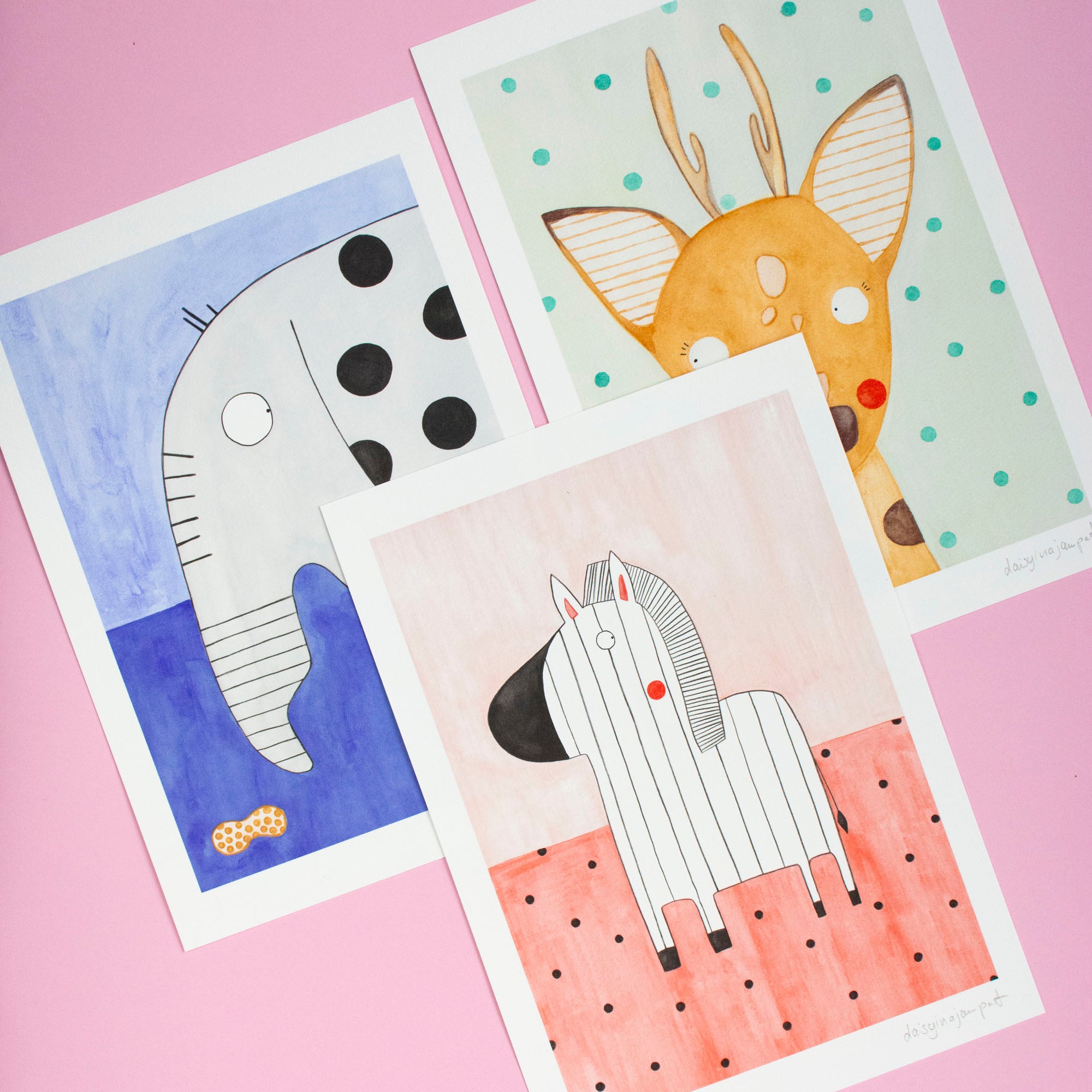 Kinderzimmer Aquarell-Print "Elefant im Streuselregen"