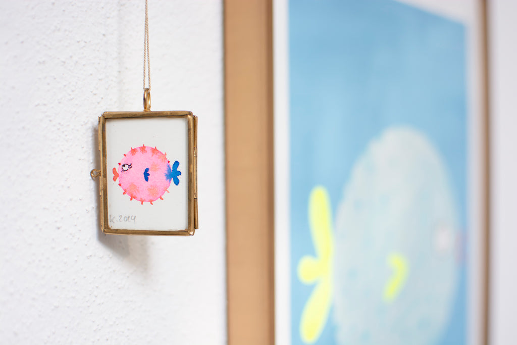 Mini-Aquarell Kugelfisch Neon