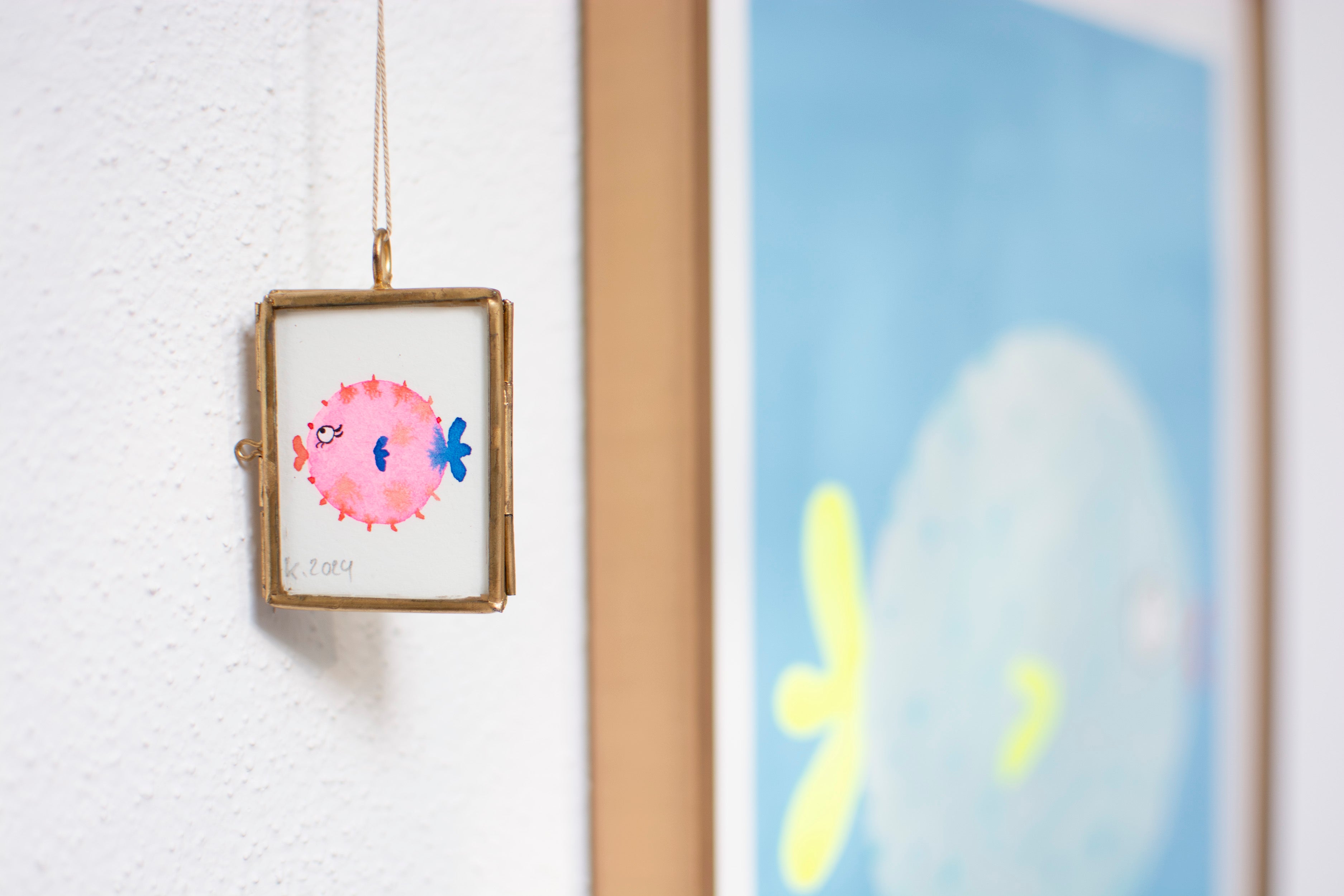 Mini-Aquarell Kugelfisch Neon
