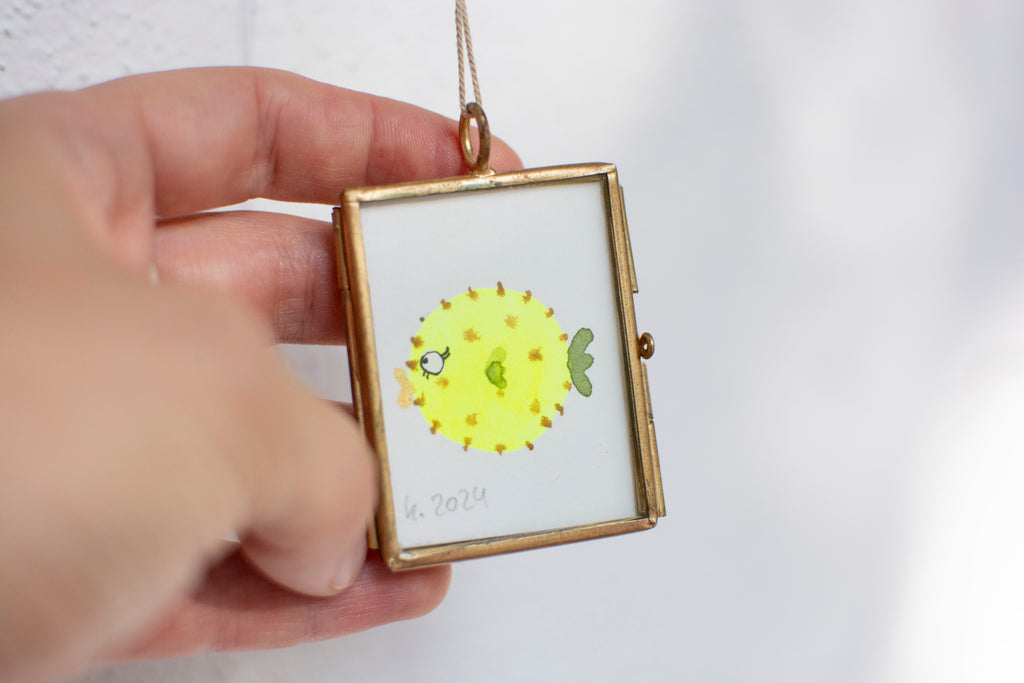 Mini-Aquarell Kugelfisch Neon