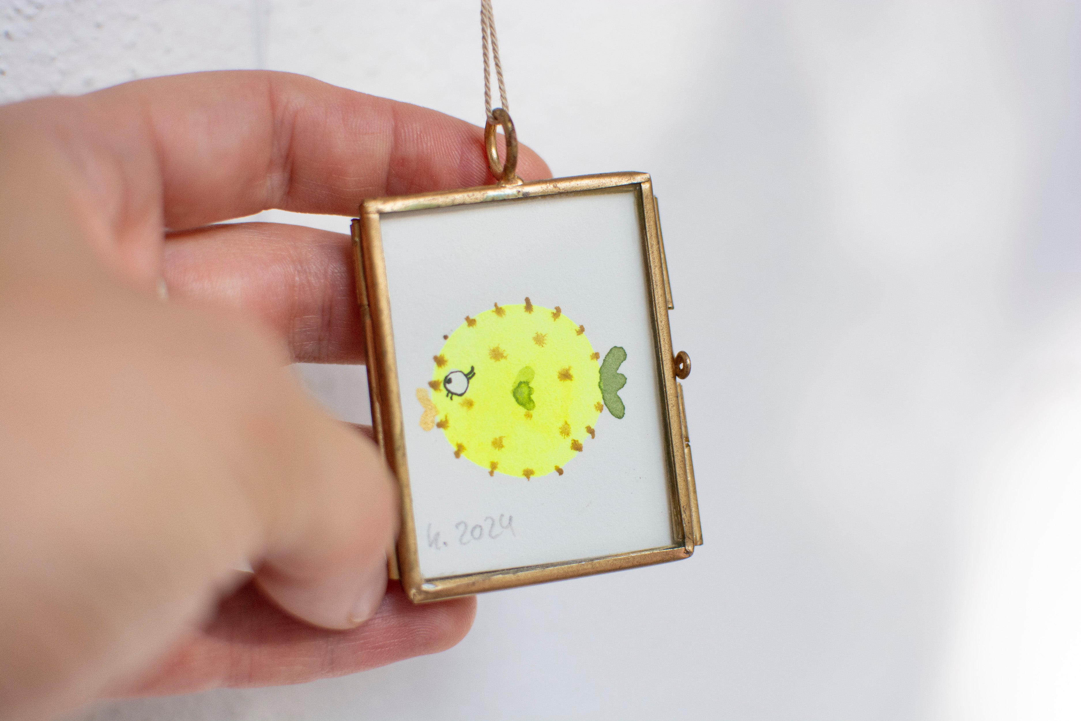 Mini-Aquarell Kugelfisch Neon