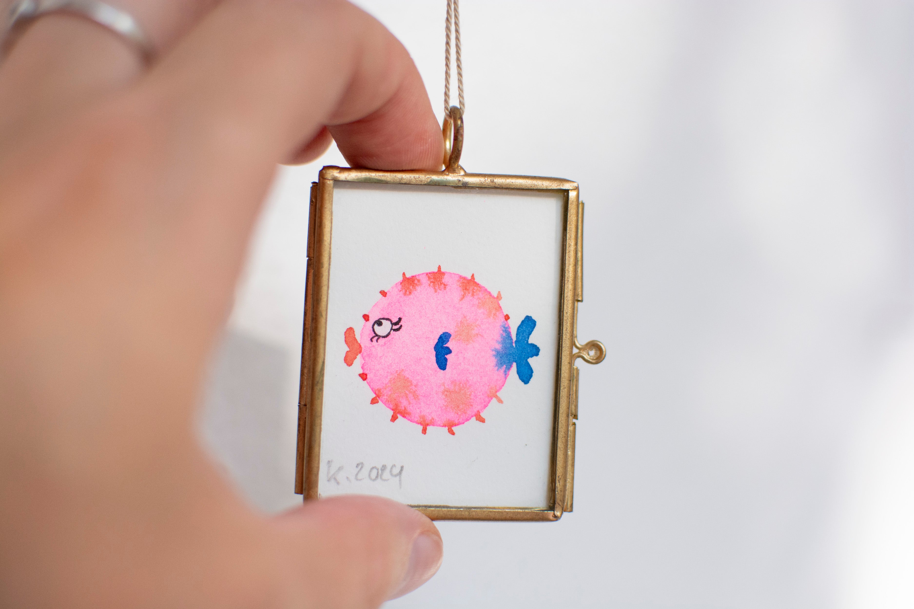 Original "Kugelfisch Neon Pink" mit Schmuckschachtel