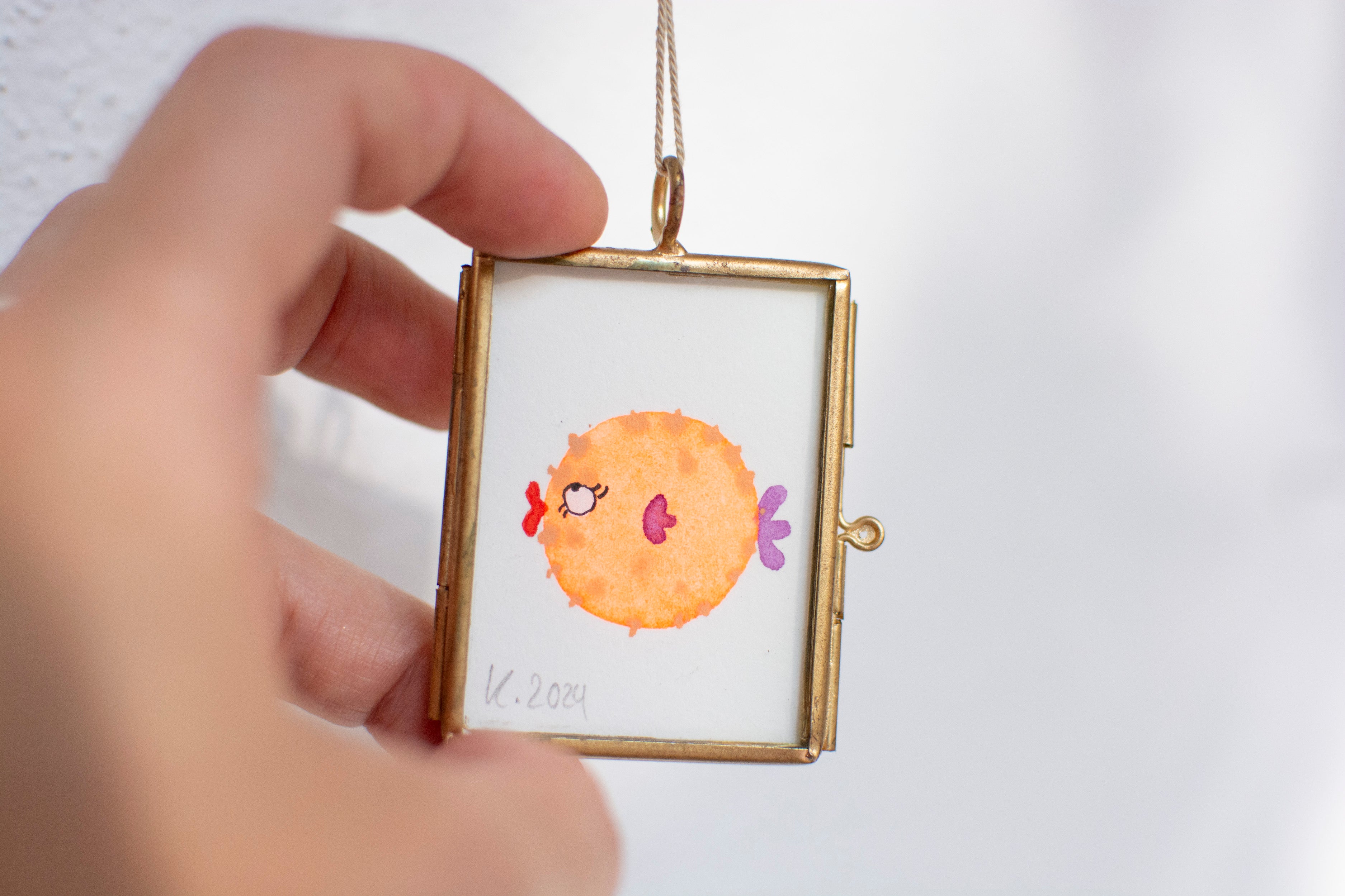 Mini-Aquarell Kugelfisch Neon