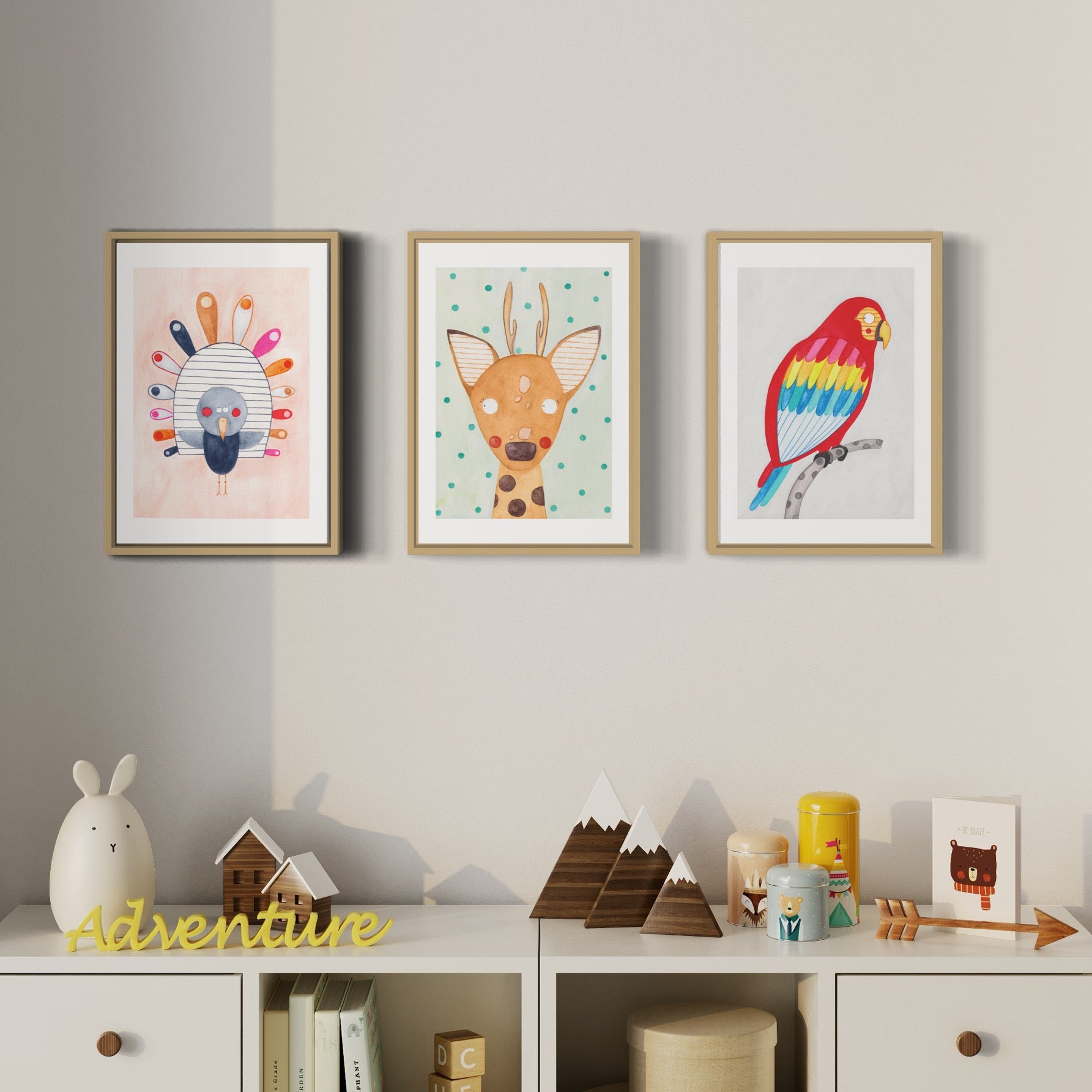 Aquarell Waldtier Reh fürs Kinderzimmer