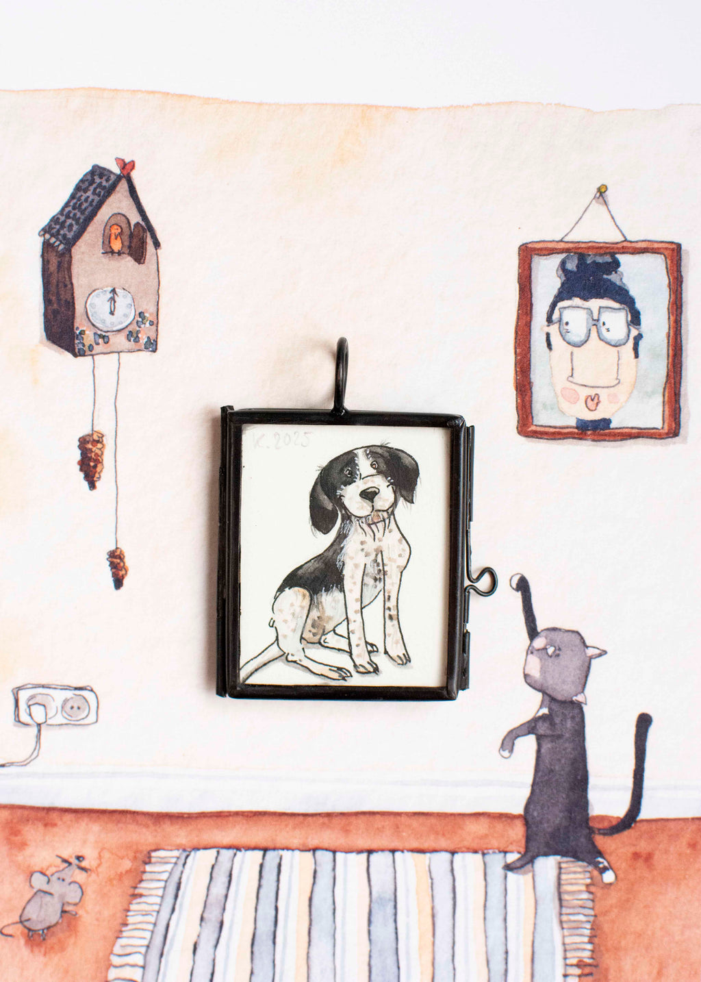 Hundeportrait handgezeichnet zum Andenken an das Haustier