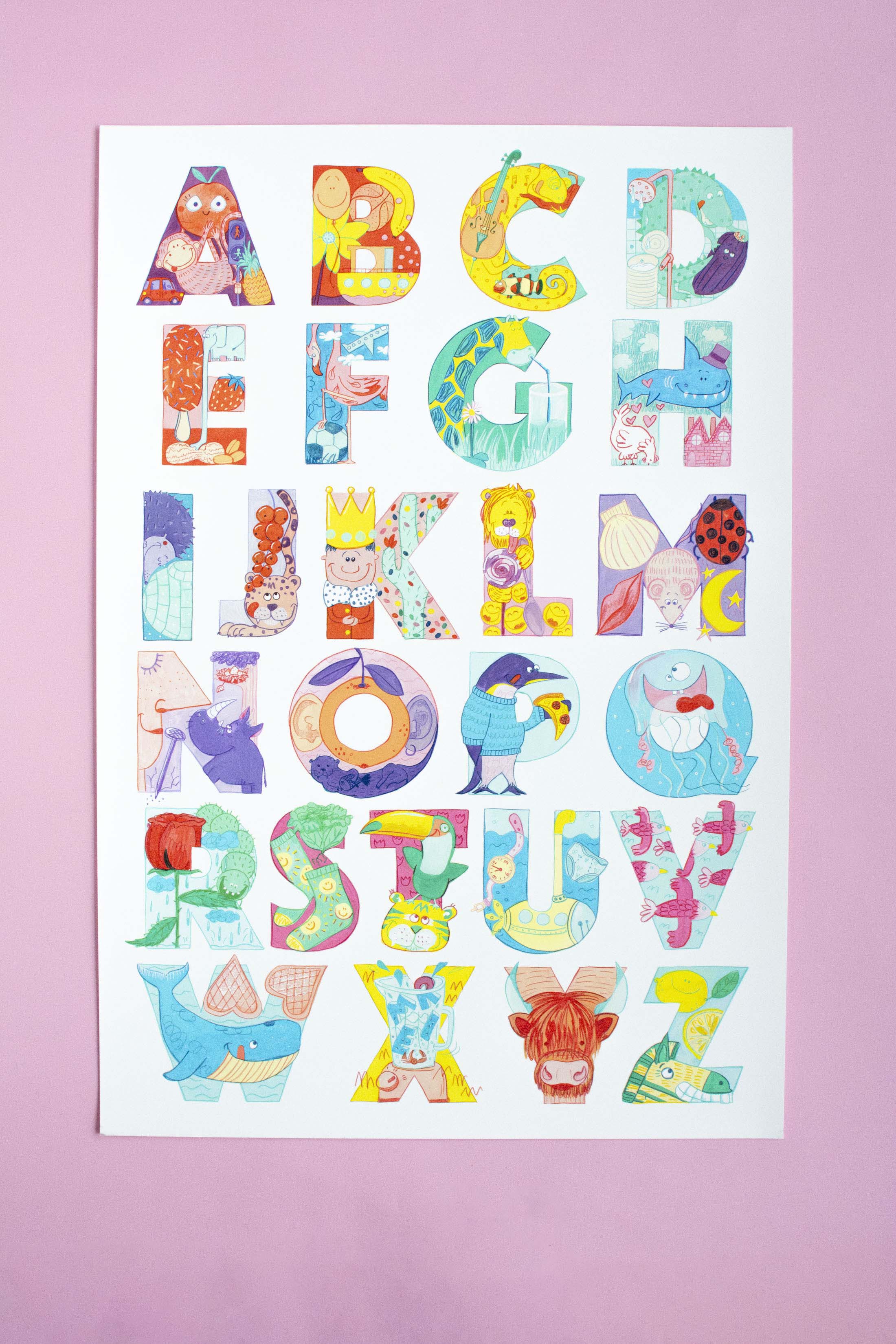 Großes ABC Buchstabenposter mit buntem Alphabet