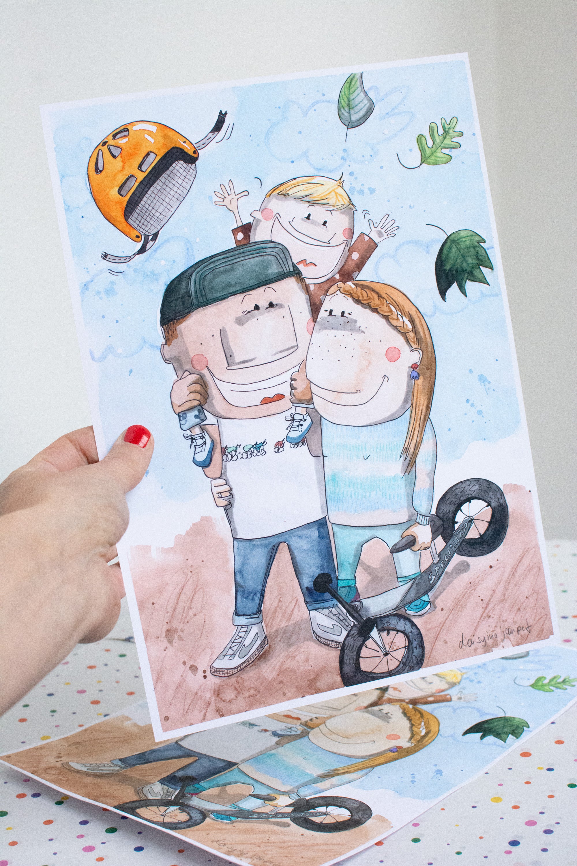 familienportrait handgemalt aquarell illustration muenchen kathrin boll 54