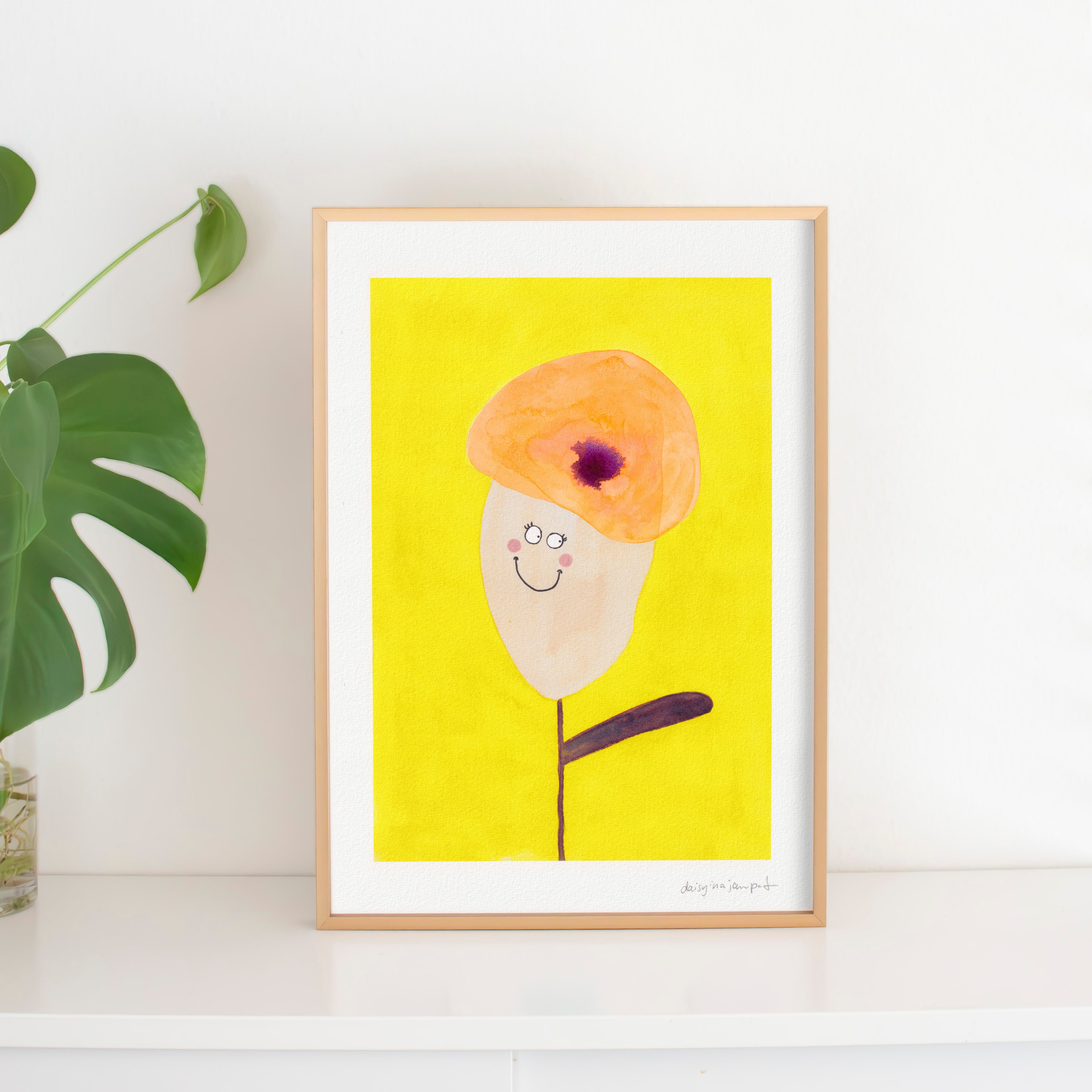 NEON Blume, nachträglich handbemalt