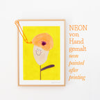 NEON Blume, nachträglich handbemalt