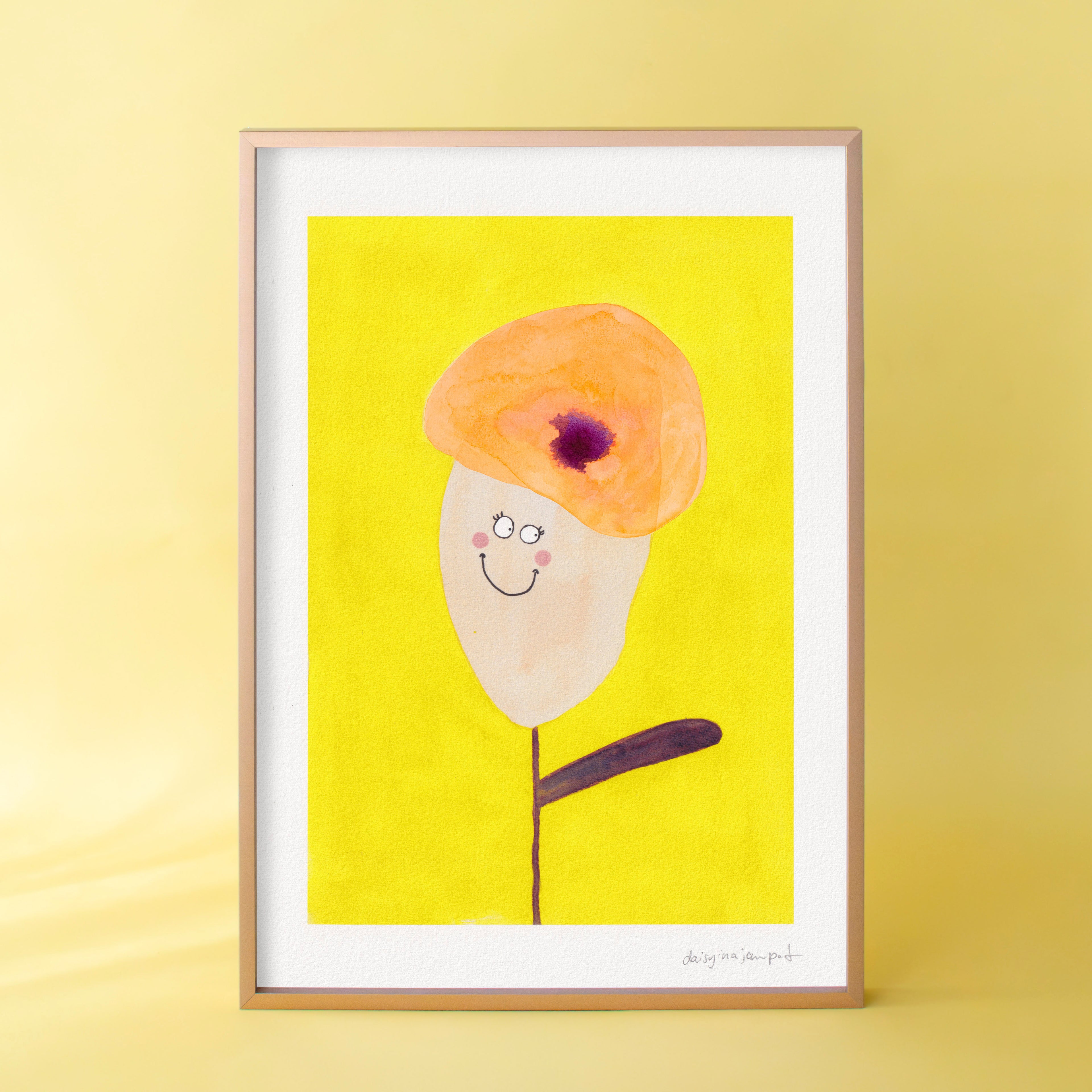 NEON Blume, nachträglich handbemalt