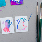 Mini-Aquarell buntes Gespenst