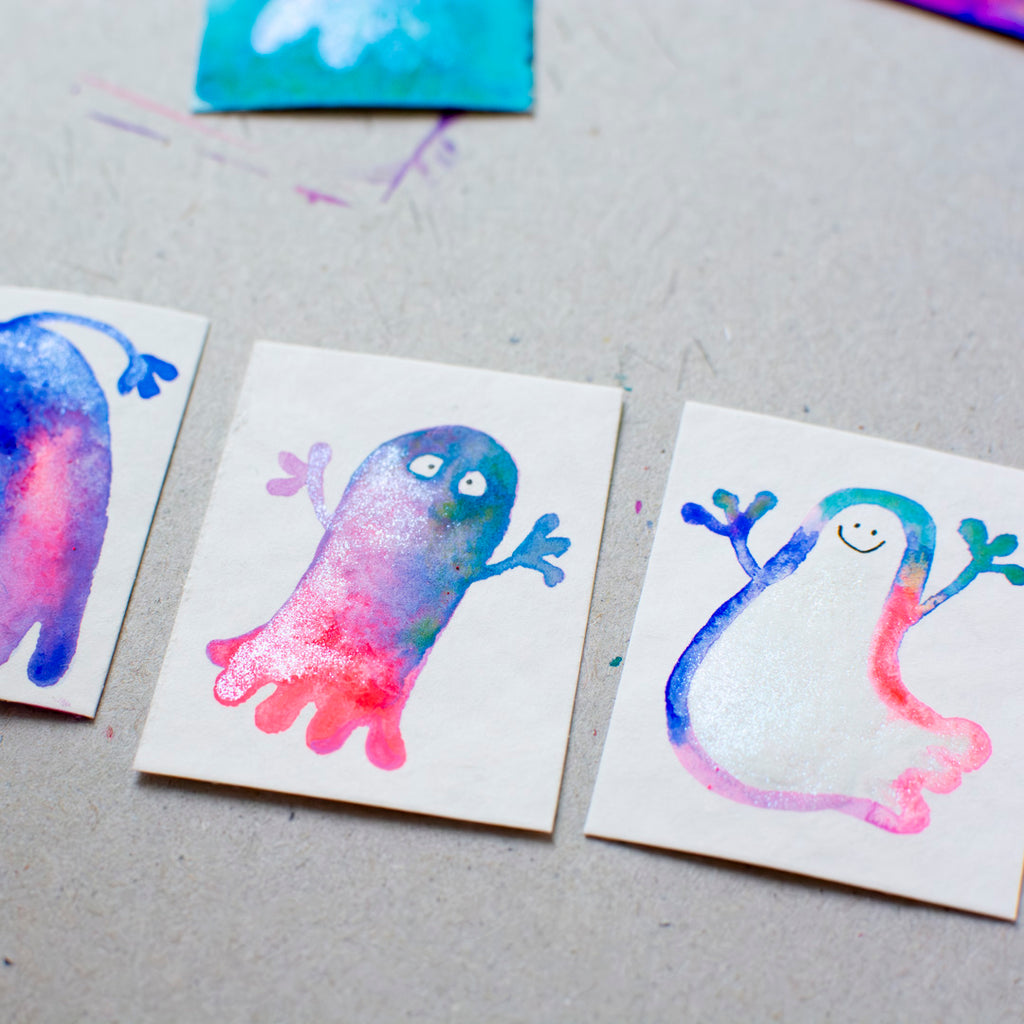 Mini-Aquarell buntes Gespenst