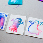Mini-Aquarell buntes Gespenst
