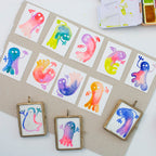 Mini-Aquarell buntes Gespenst