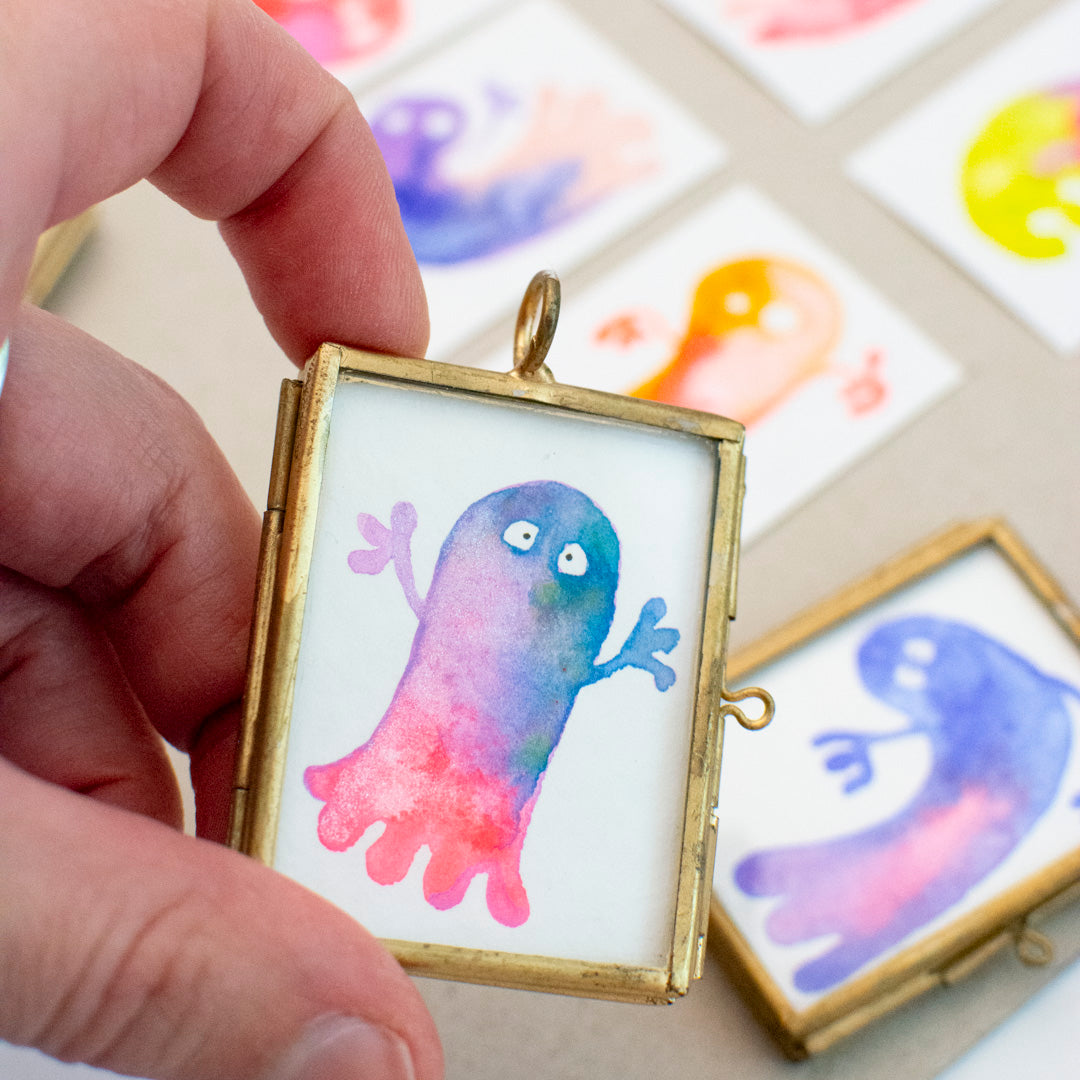Mini-Aquarell buntes Gespenst