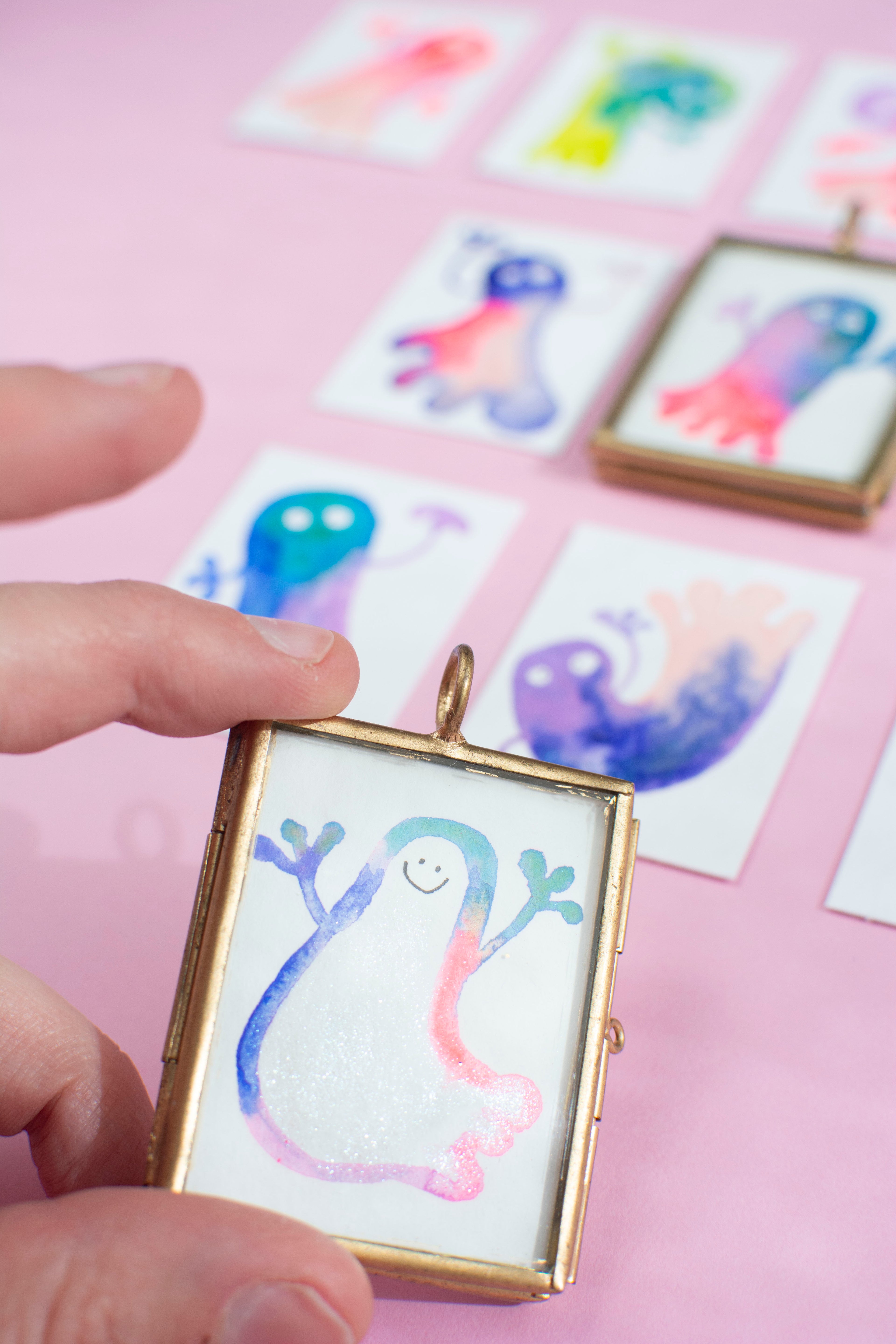 Mini-Aquarell buntes Gespenst