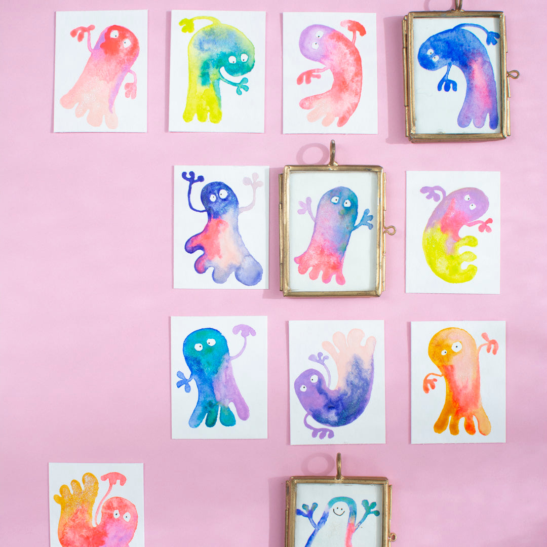 Mini-Aquarell buntes Gespenst
