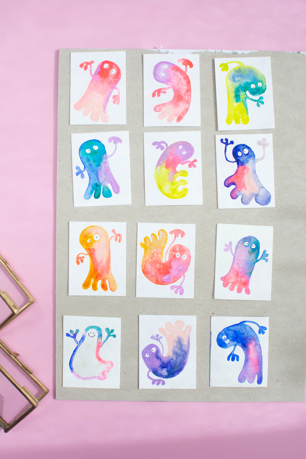Mini-Aquarell buntes Gespenst