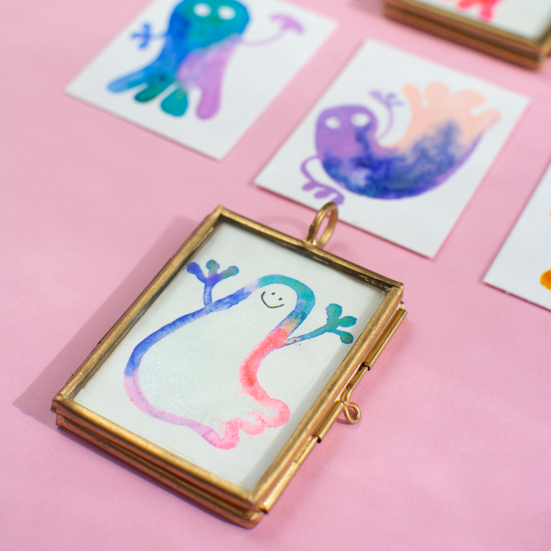 Mini-Aquarell buntes Gespenst