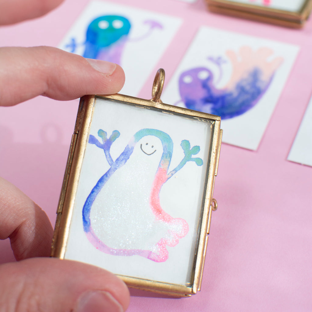 Mini-Aquarell buntes Gespenst
