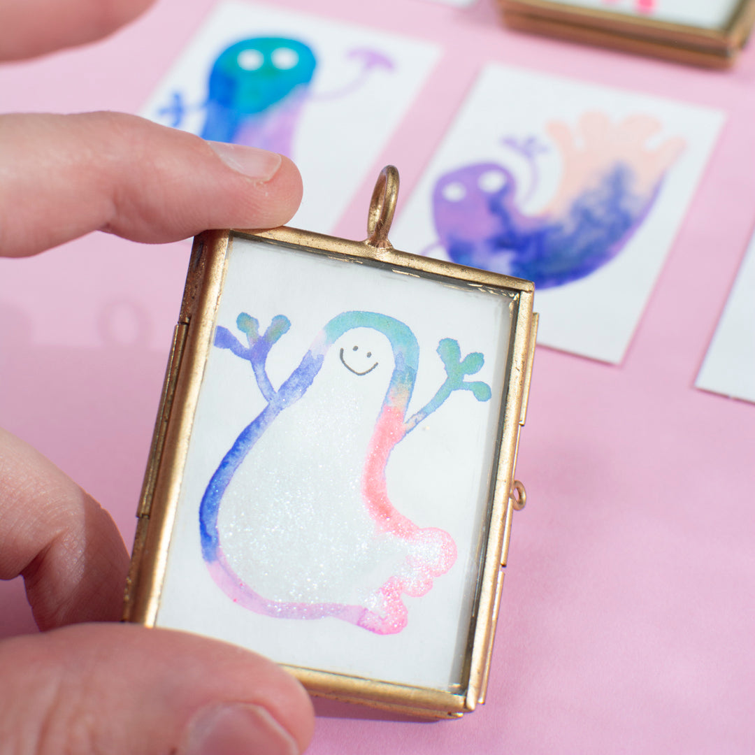 Mini-Aquarell buntes Gespenst