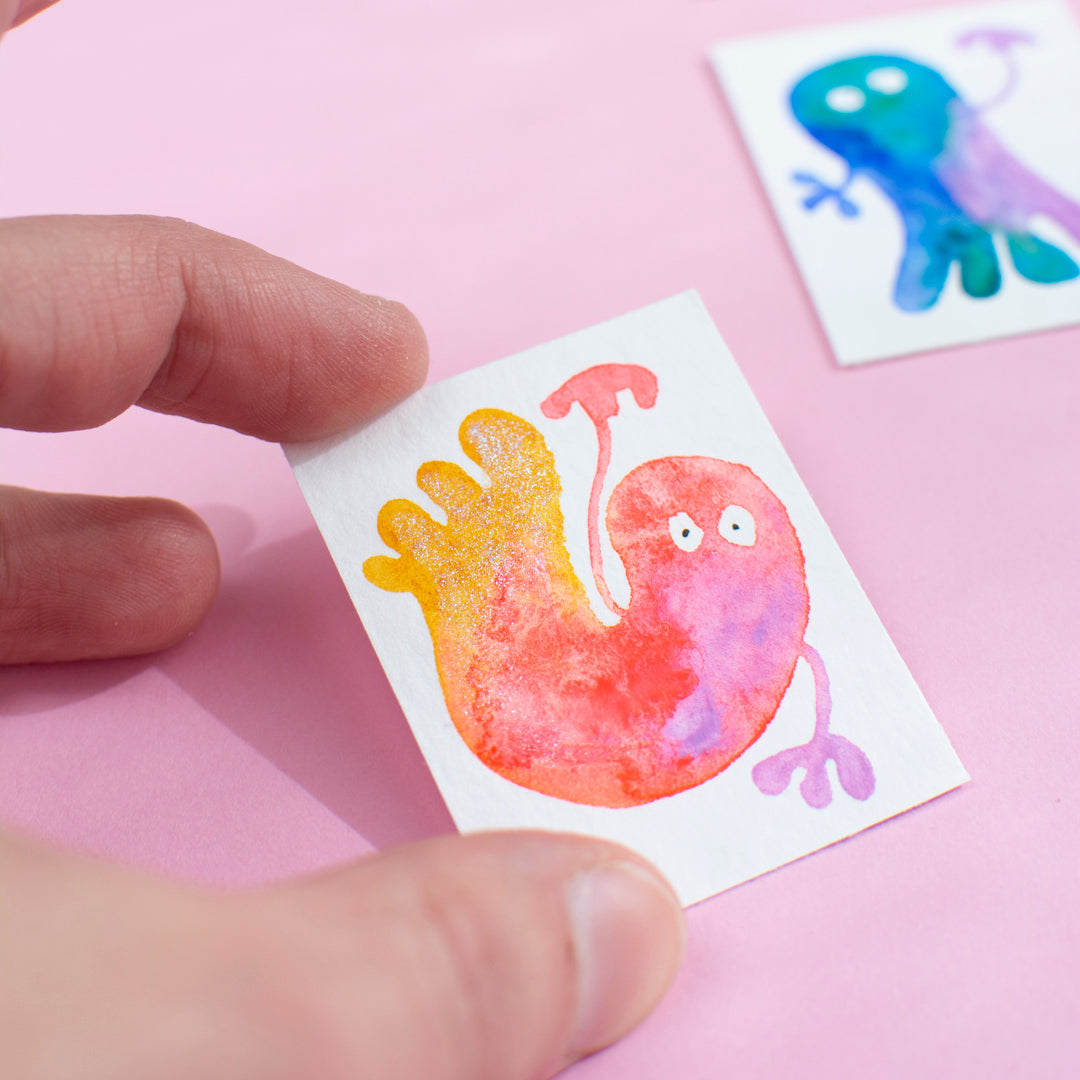 Mini-Aquarell buntes Gespenst