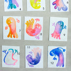 Mini-Aquarell buntes Gespenst