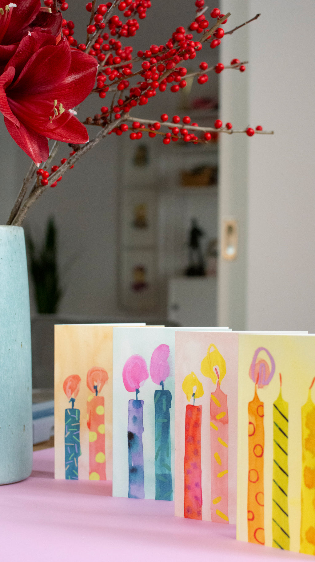 4er Karten-Set Adventskerzen