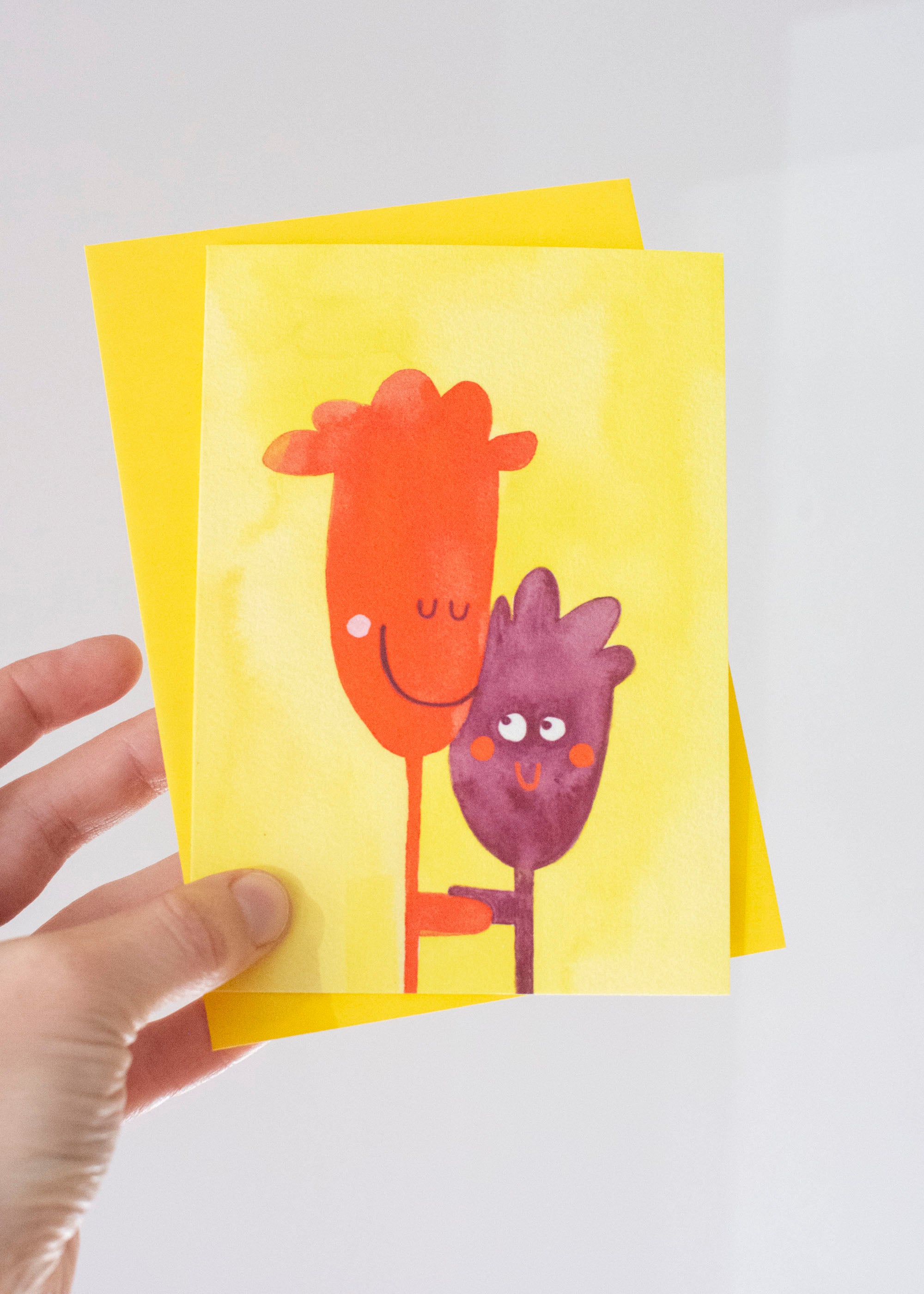 Klappkarte Blumen halten Händchen