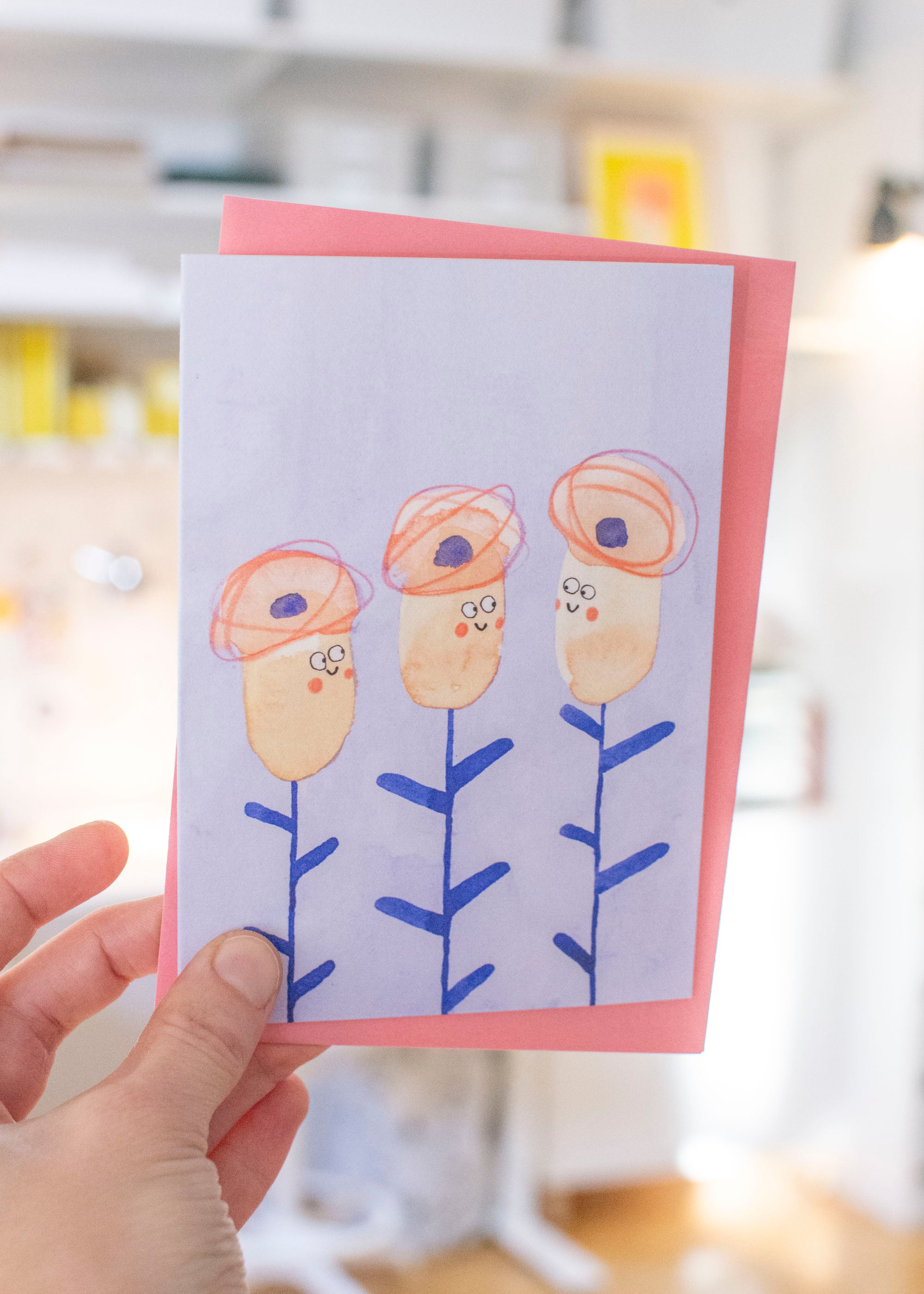 Klappkarte Blumen mit Hut