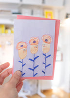 Klappkarte Blumen mit Hut