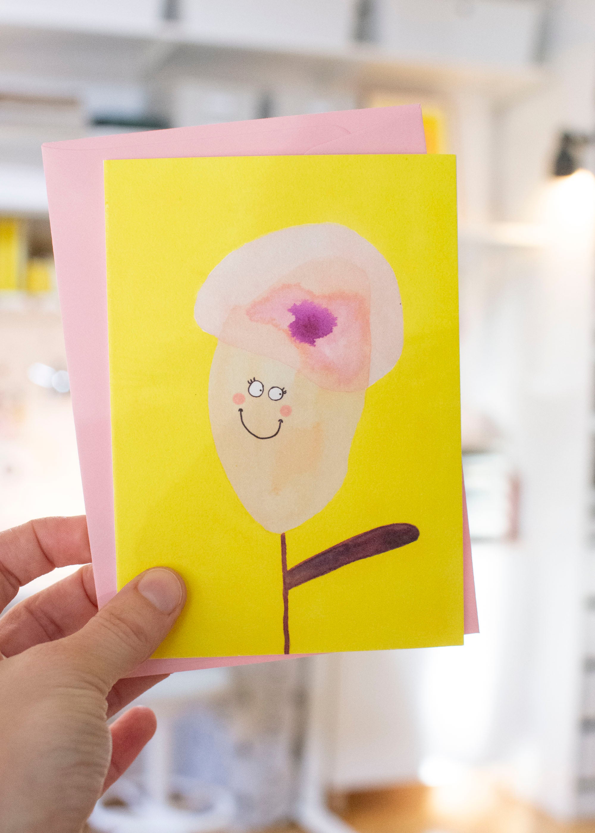 Klappkarte Blume winkt