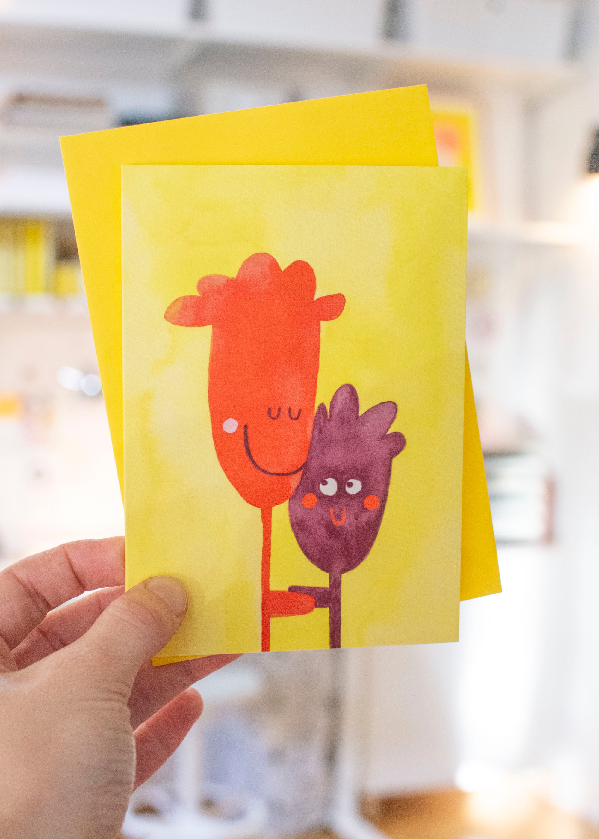 Klappkarte Blumen halten Händchen