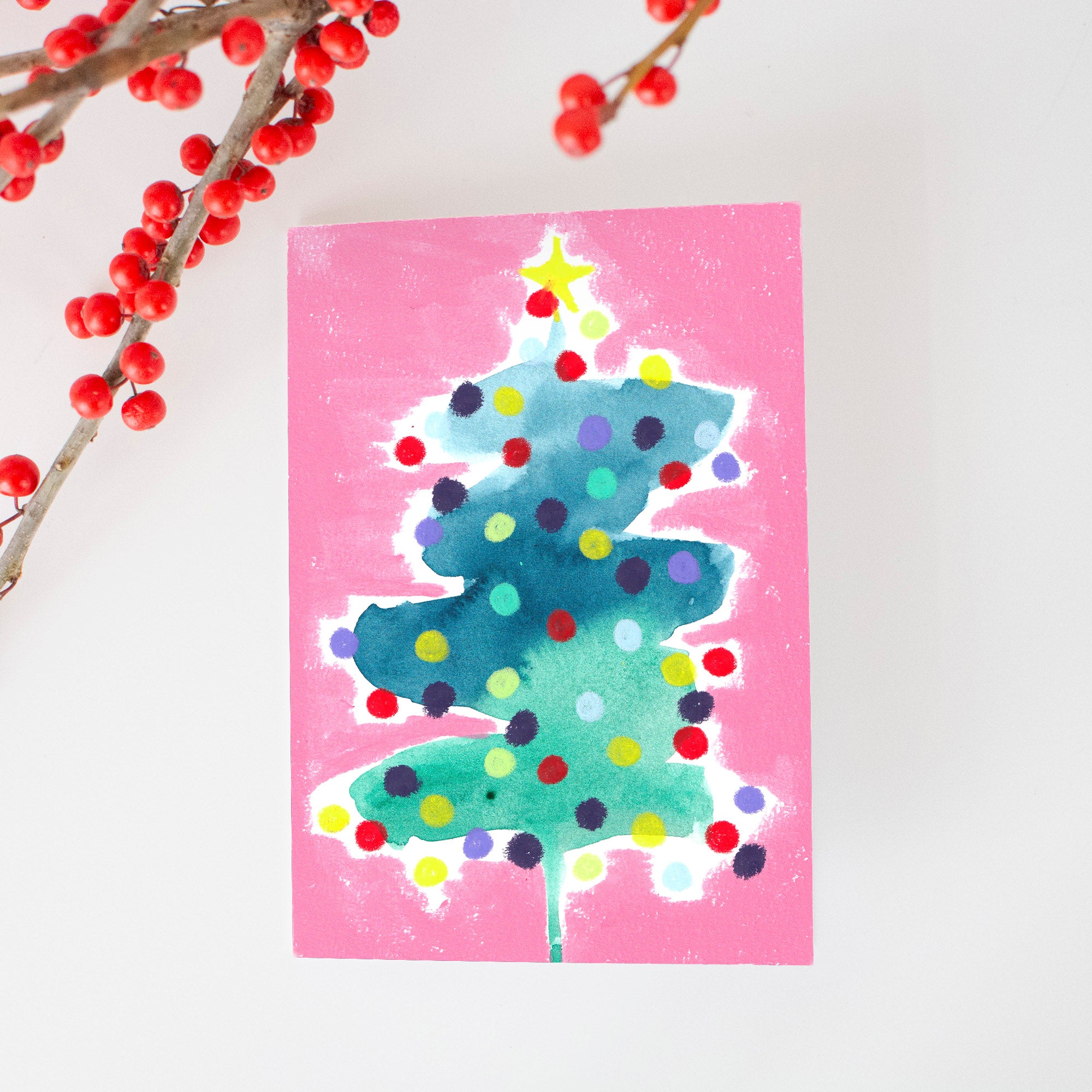 Weihnachtskarte "Pinker Tannenbaum"