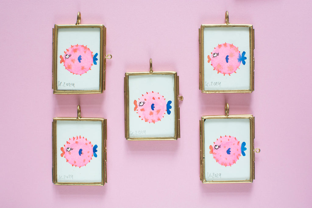 Mini-Aquarell Kugelfisch Neon