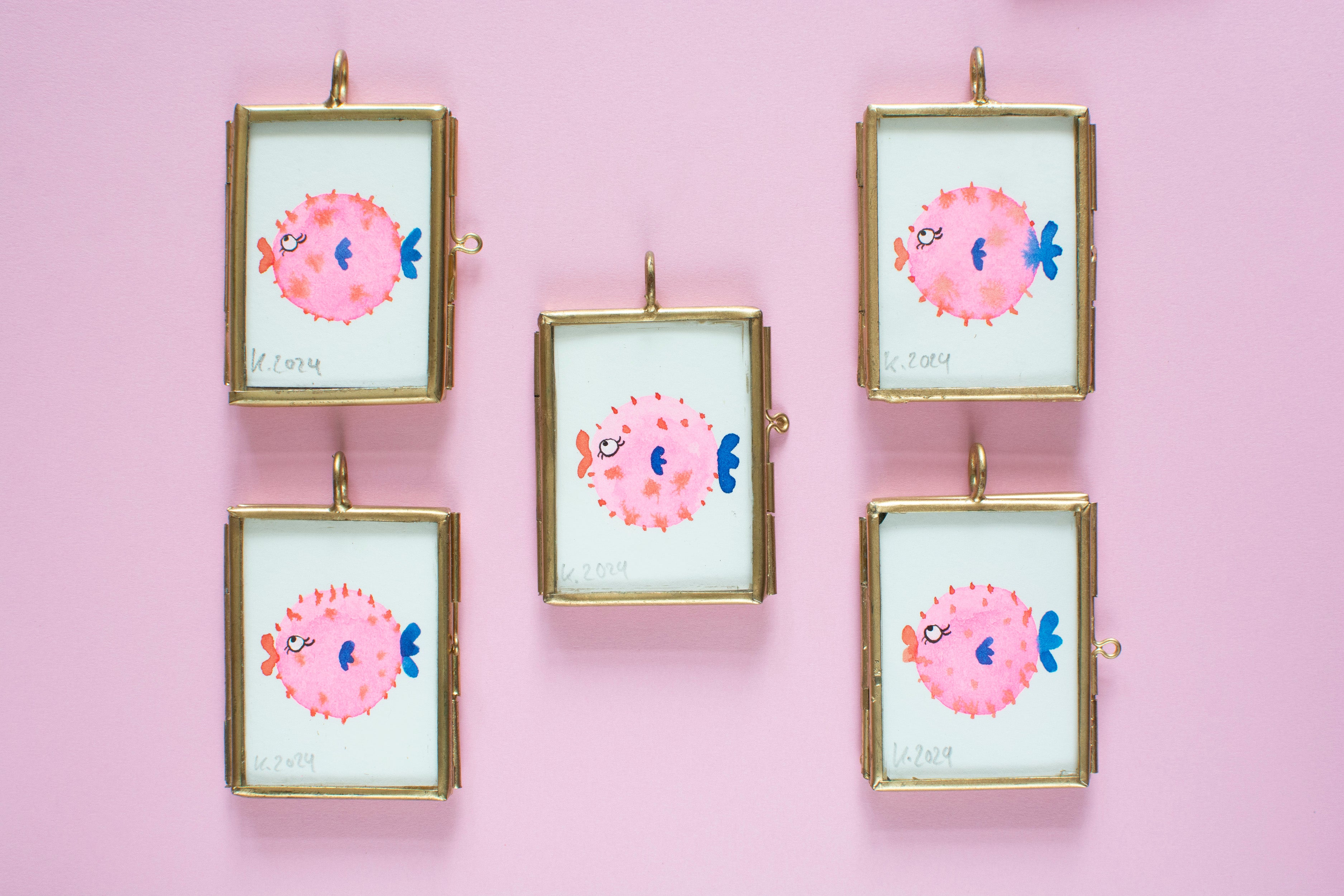 Mini-Aquarell Kugelfisch Neon