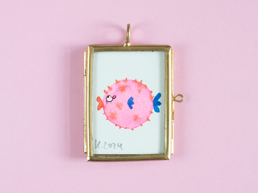 Mini-Aquarell Kugelfisch Neon