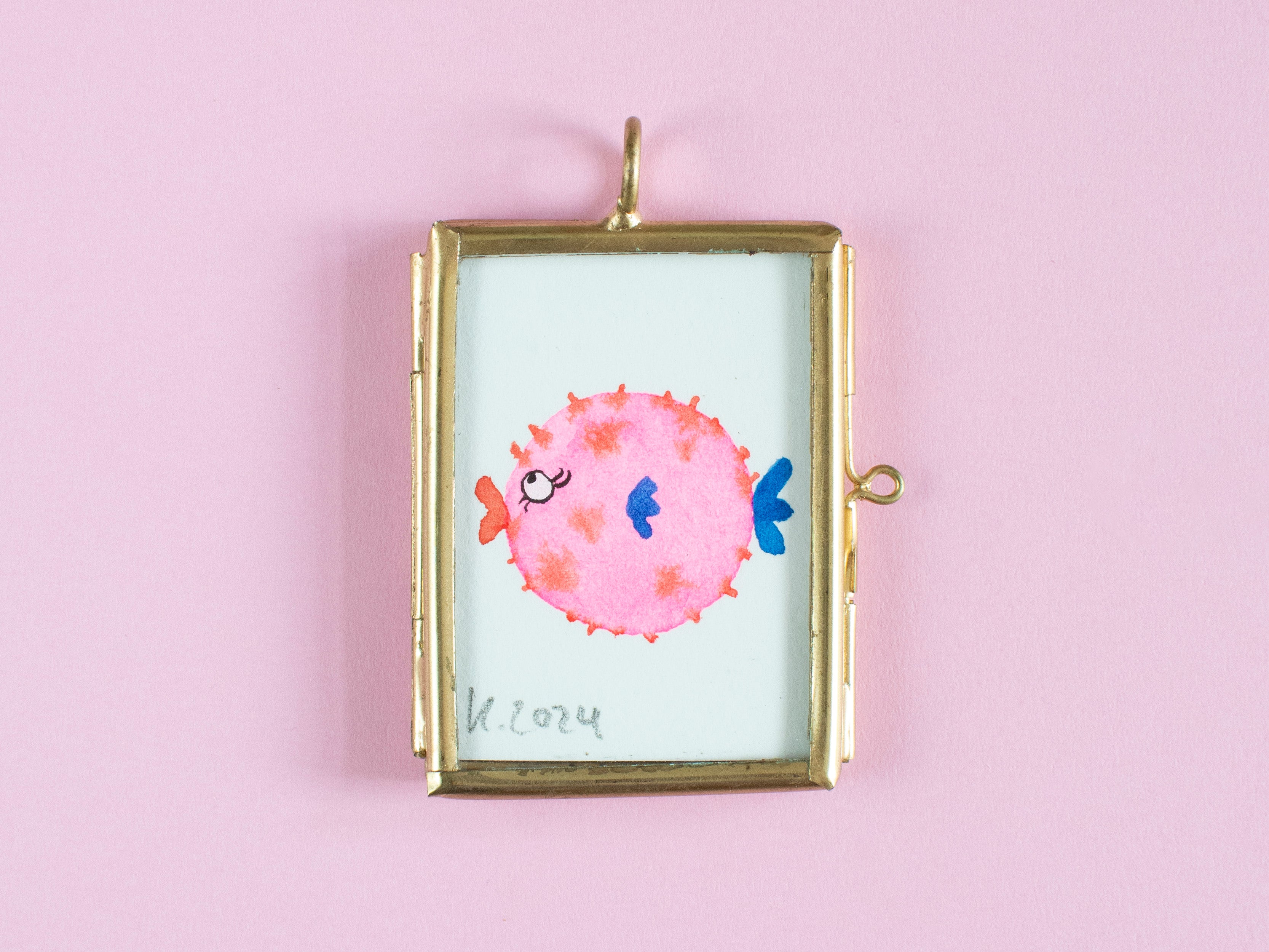 Mini-Aquarell Kugelfisch Neon