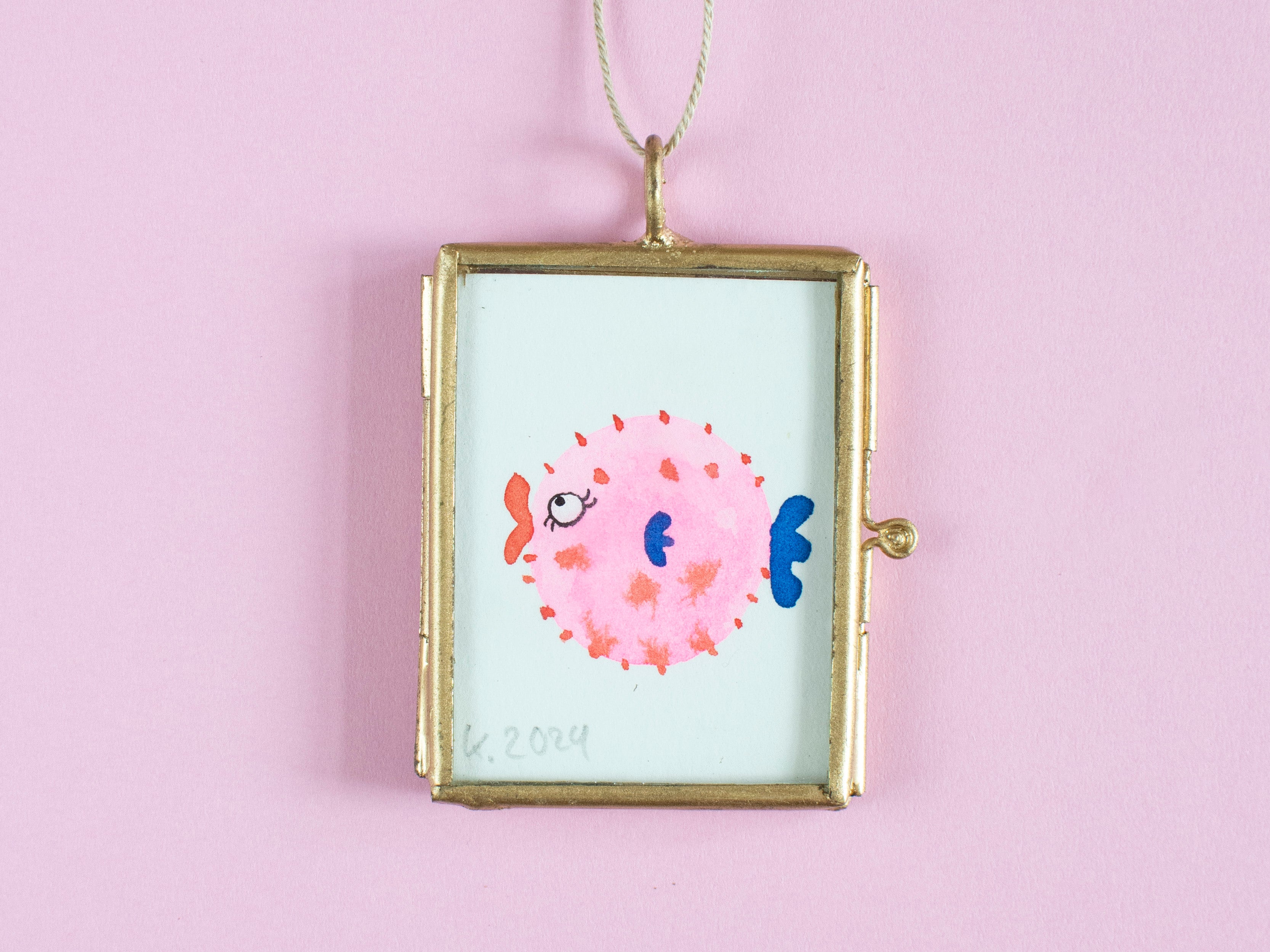 Mini-Aquarell Kugelfisch Neon
