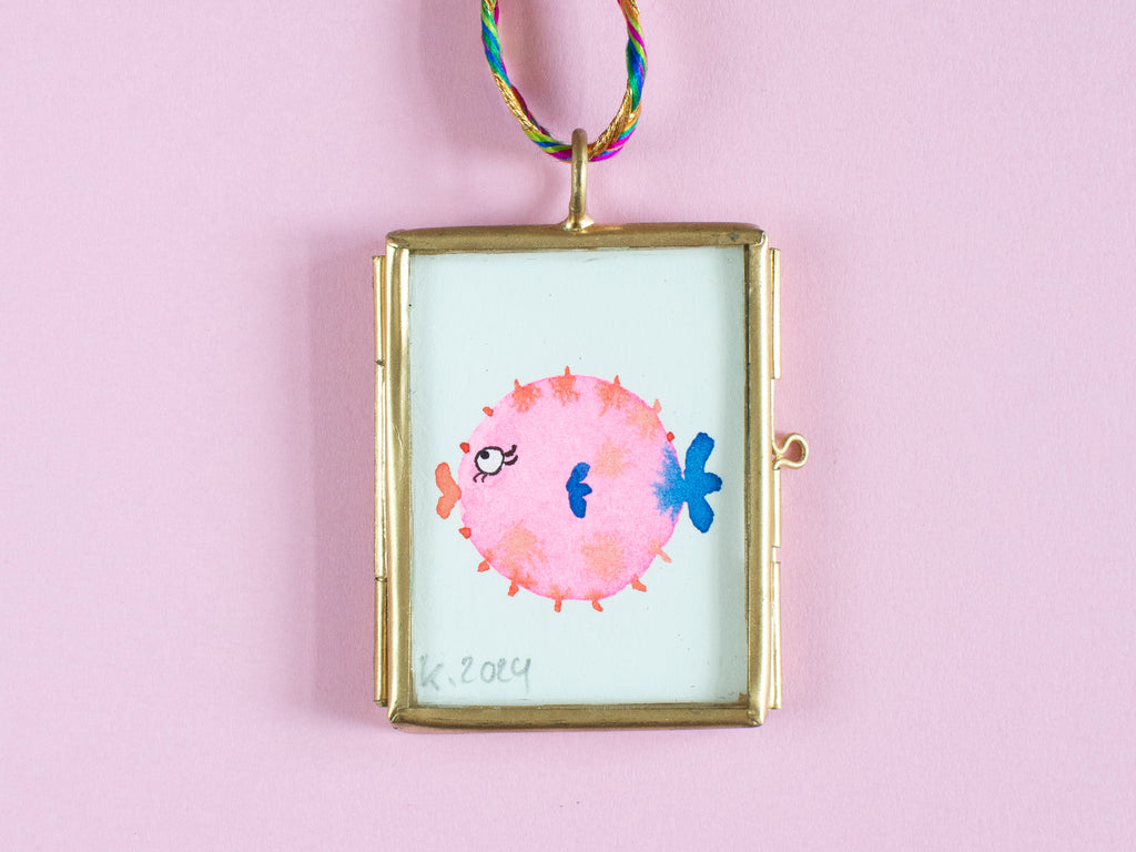Mini-Aquarell Kugelfisch Neon
