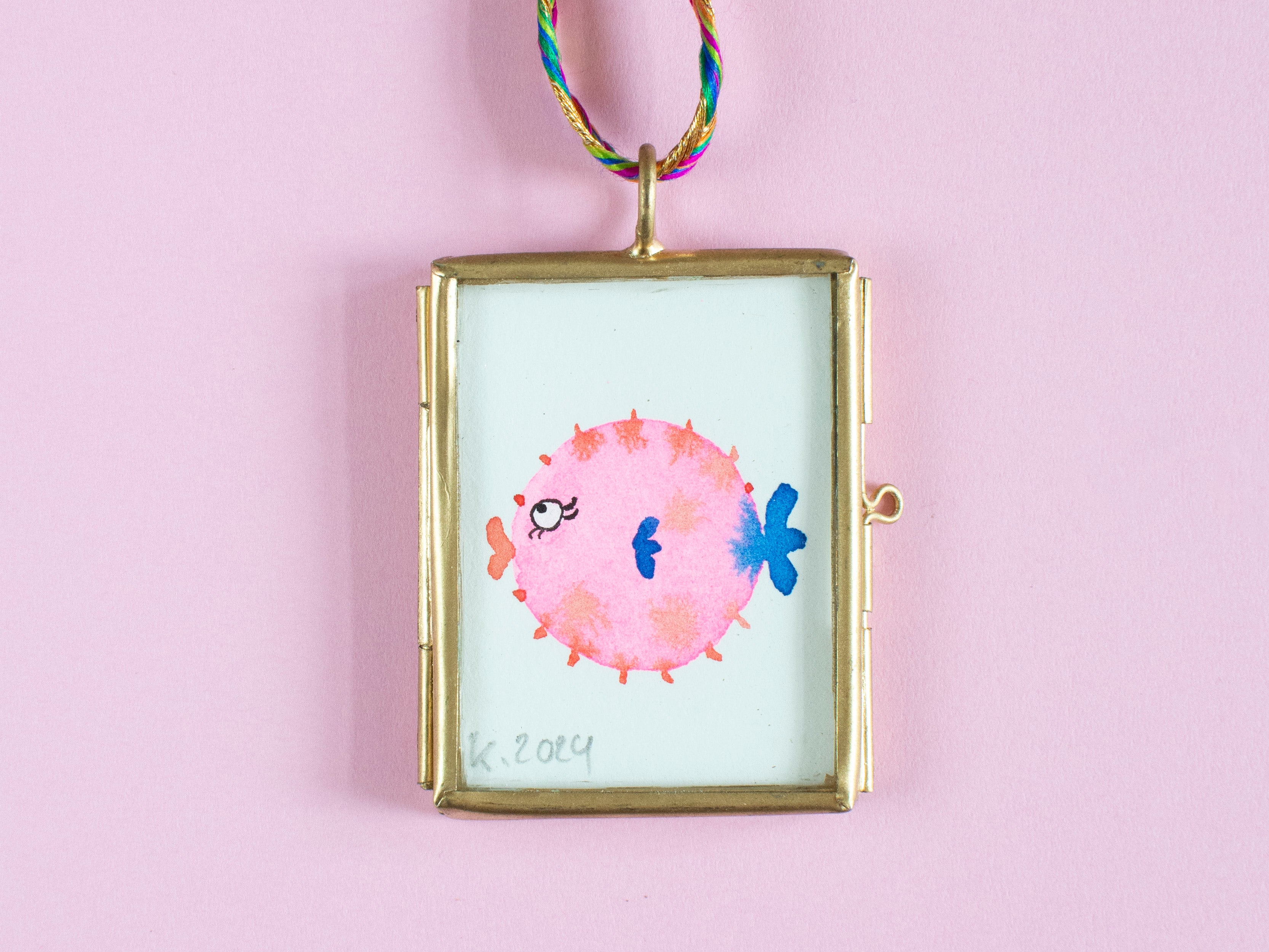 Mini-Aquarell Kugelfisch Neon