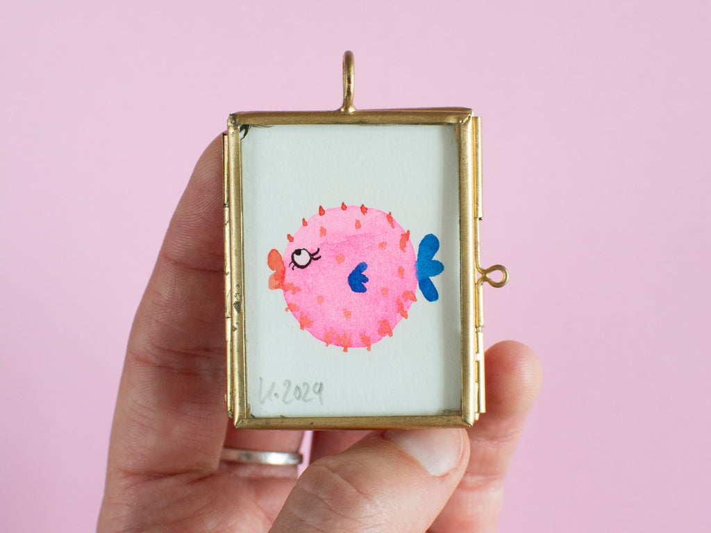 Mini-Aquarell Kugelfisch Neon